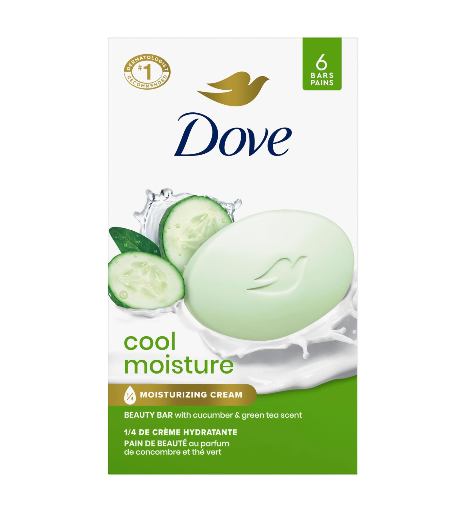 Dove Skin Care Beauty Bar For Softer Skin Cucumber and Green Tea More Moisturizing Than Bar Soap 106 g 6 count cool moisture - Buy Online on GoSupps.com