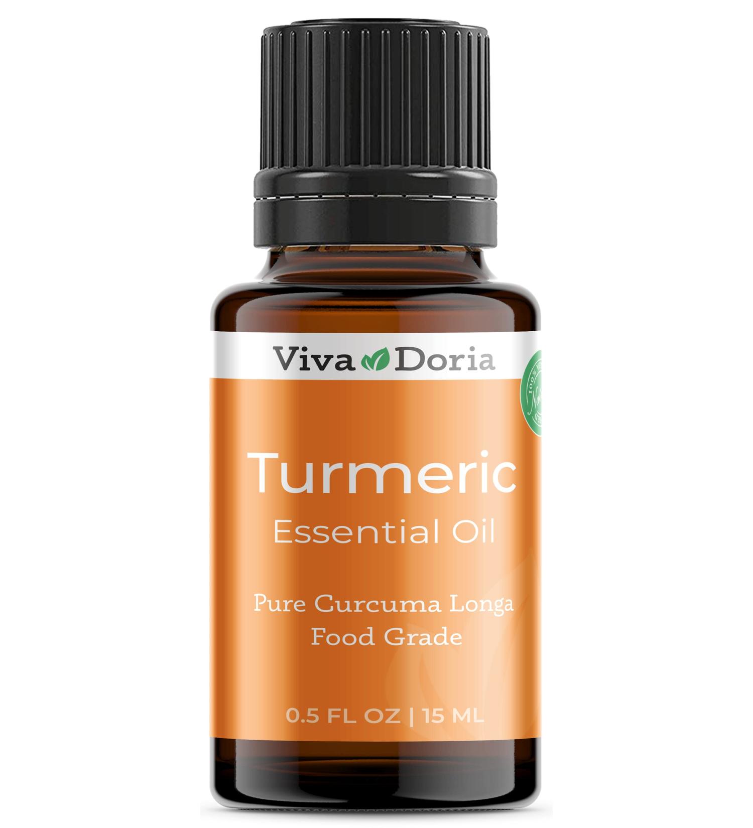 Viva Doria 100% Pure Turmeric Essential Oil - Food Grade Undiluted Aromatherapy Oil (0.5 fl oz - Buy Online on GoSupps.com