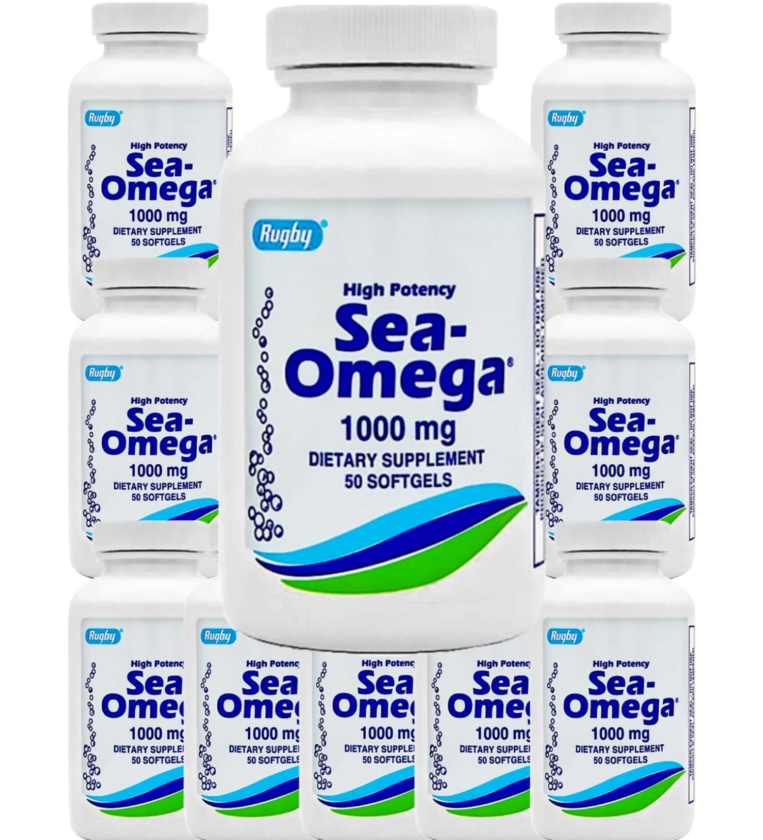 500 Softgels (10 Bottle) High Potency Rugby 1000mg Natural Deep Sea Hiccupsless Fish Oil Omega-3 Fatty Acid (EPA 300mg & DHA 200mg) for Men & Women Promotes Brain/Hair/Skin & Heart Health Made in USA - Buy Online on GoSupps.com