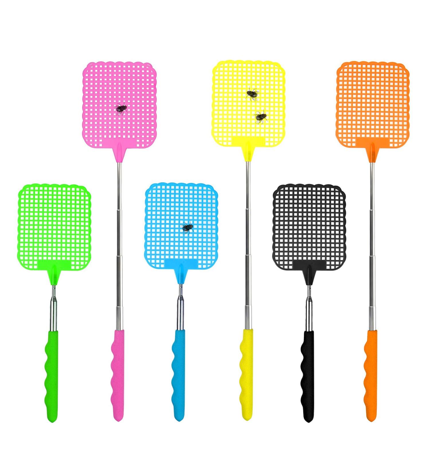 SCBOY 6-Piece Colorful Extendable Fly Swatter Set - Effective Plastic Swatters for Flies Mosquitoes & Insects - Ideal for Home Use - Buy Online on GoSupps.com