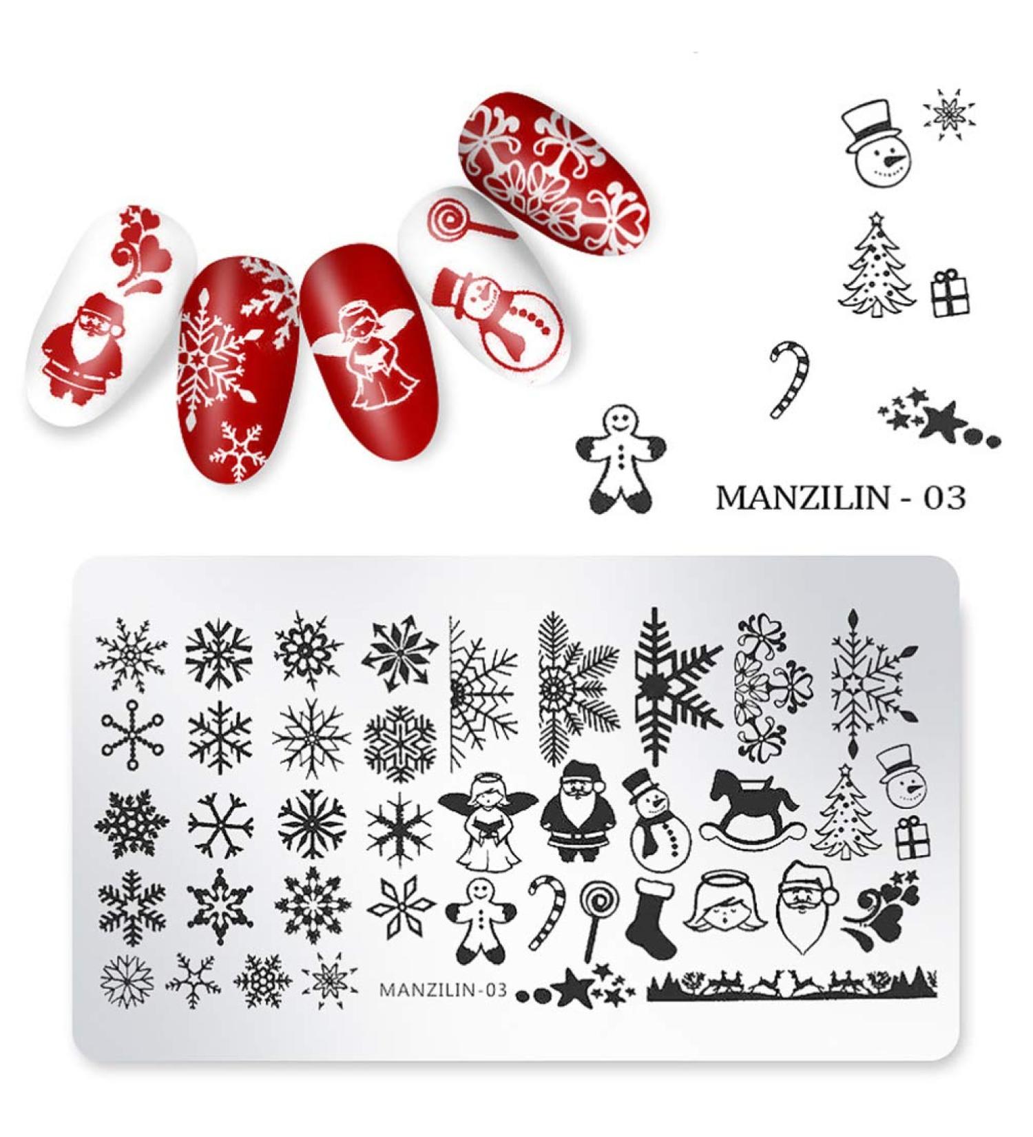 Uonlytech Christmas Nail Art Stamp Plates - 5pcs DIY Stencils for Perfect Manicure | Festive Nail Polish Stickers for Women - Buy Online on GoSupps.com