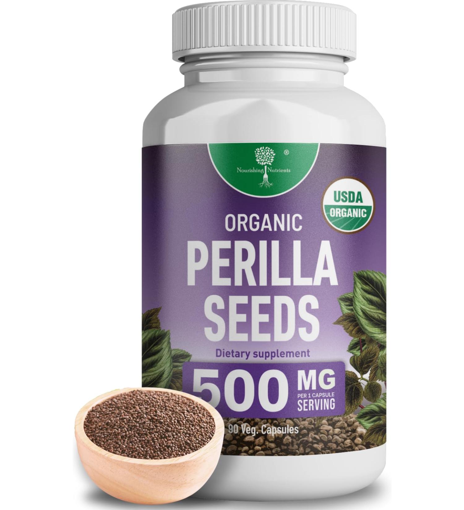 Organic Perilla Seed Extract with 9% Rosmarinic Acid - USDA Certified - Allergy Relief Respiratory and Immunity Booster- Th2 Cytokines Naturally Occurring Luteolin - 500mg 90 capsules - Buy Online on GoSupps.com