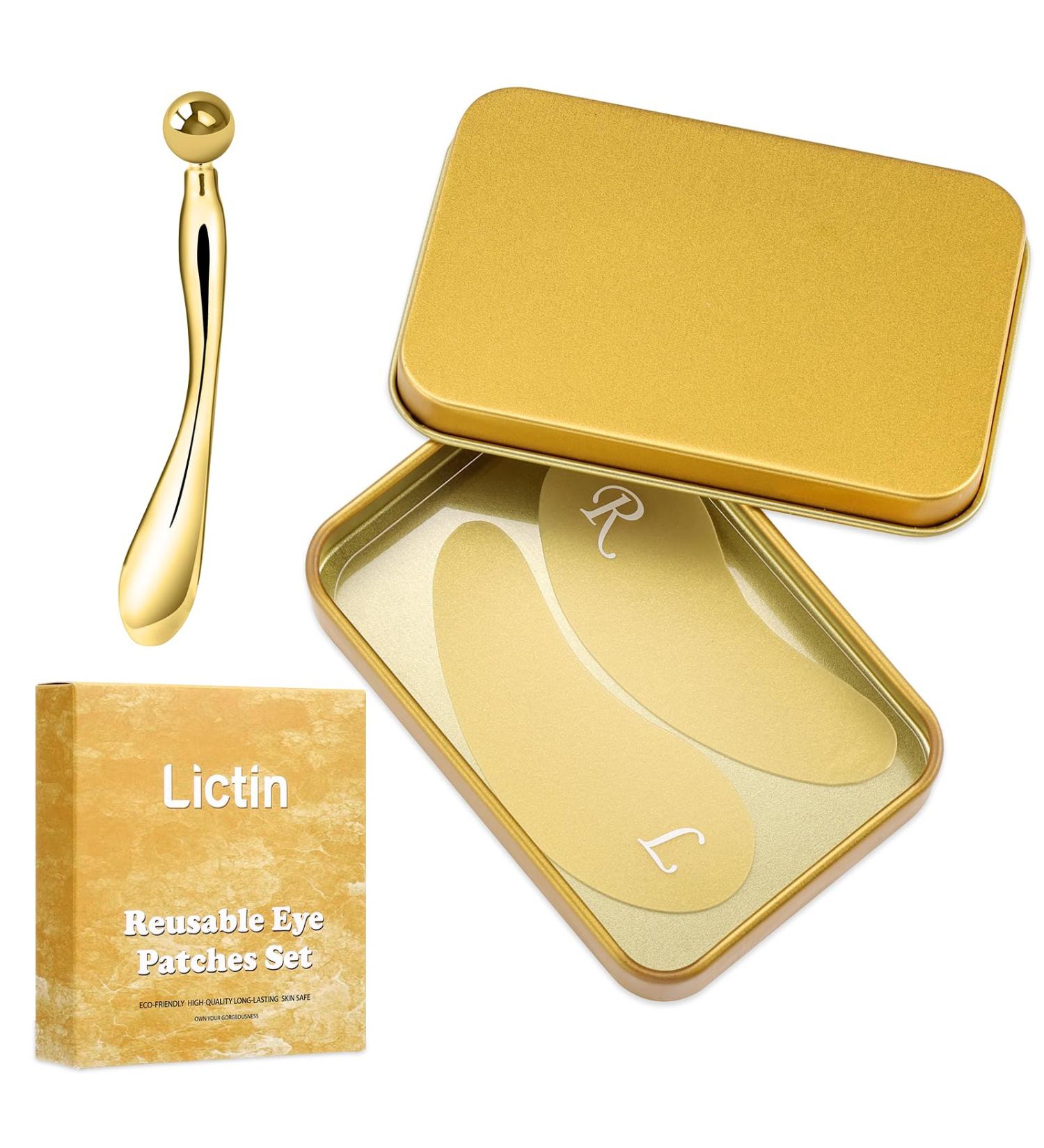 Lictin Reusable Silicone Eye Patches Firm & Lift Under Eye Treatment to Reduce Wrinkles & Fine Lines | Includes Metal Applicator & Tin Case - Buy Online on GoSupps.com