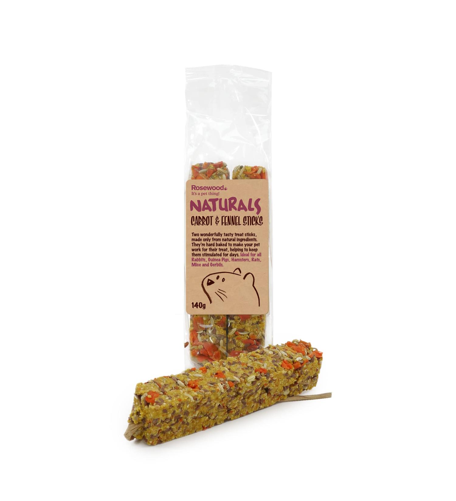 Rosewood Naturals Carrot & Fennel Sticks Rabbit Treats & Small Animal Treats 140g 120 g (Pack of 1) - Buy Online on GoSupps.com
