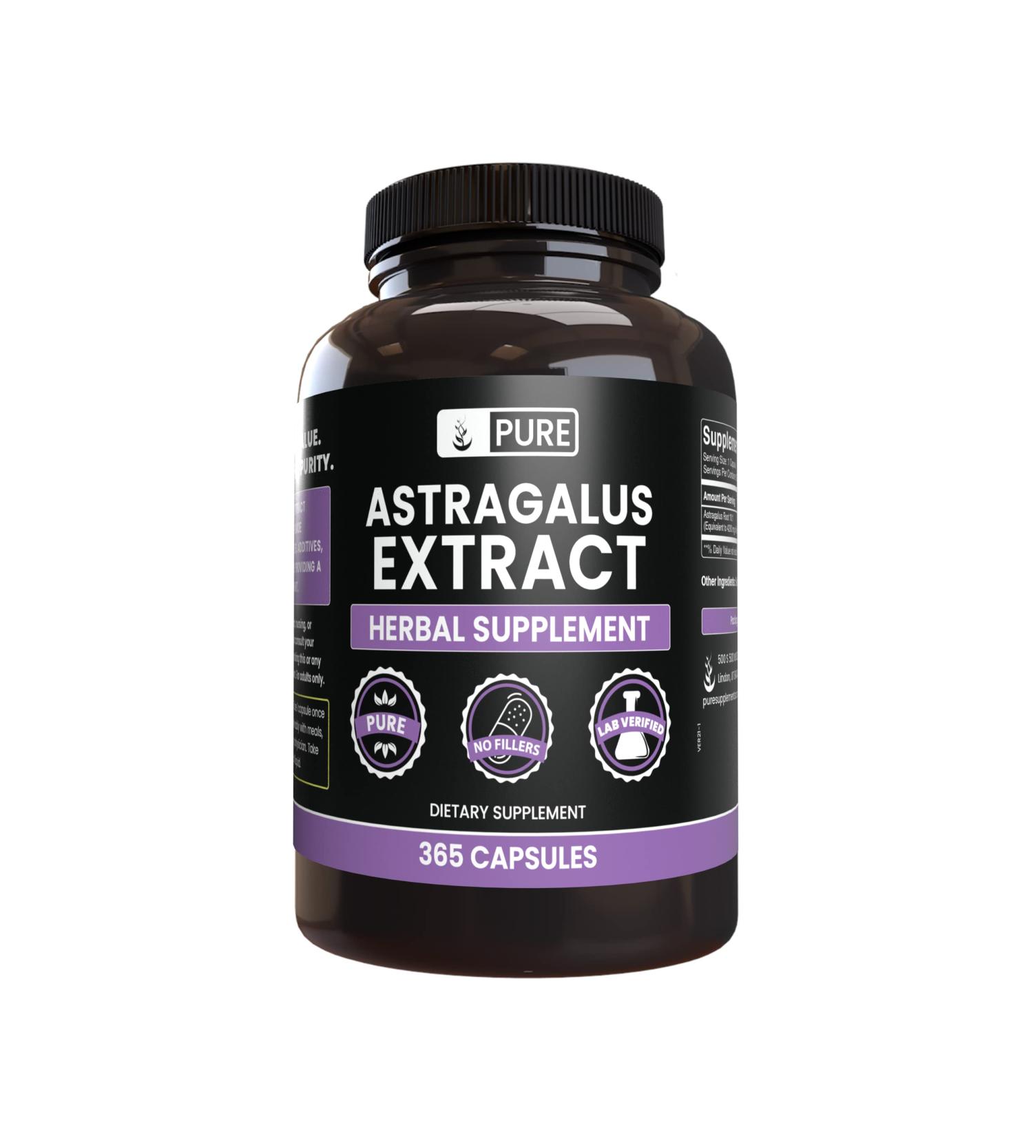 Pure Astragalus 365 Capsules | Lab Verified, No Fillers | 365 Count (Pack of 1) - Buy Online on GoSupps.com