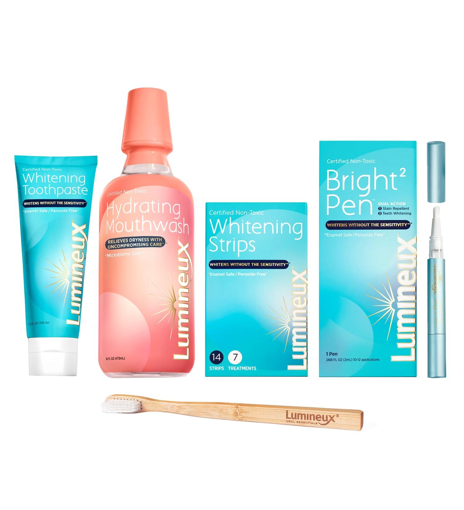 Buy Lumineux Favorites Kit | Peroxide Free Teeth Whitening | 7 Treatments + Pen & Mouthwash - Non-Toxic Dentist Formulated - Buy Online on GoSupps.com