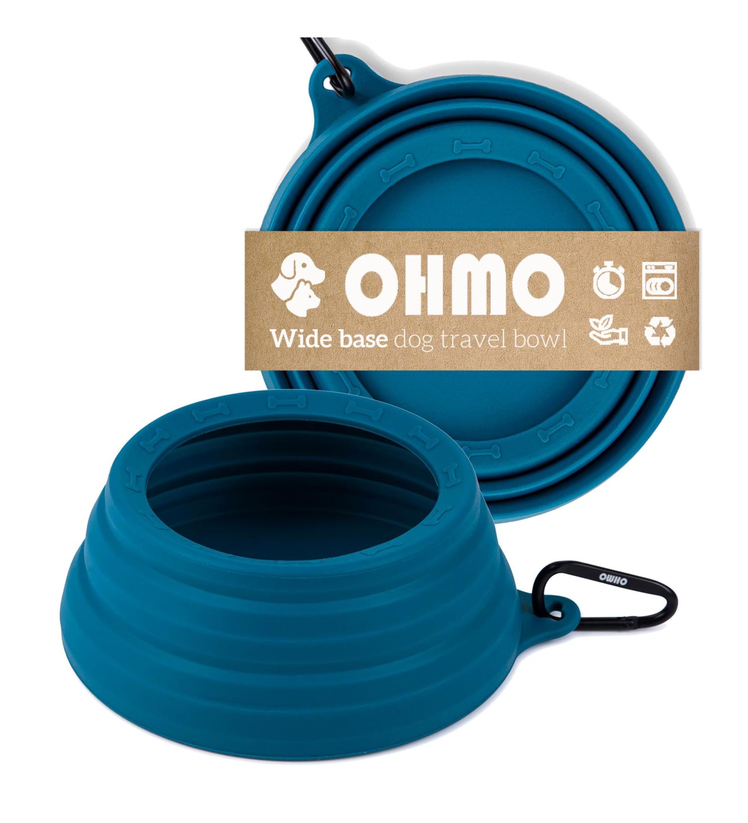 Ohmo Dog Travel Bowl - No Drooling Large 1000ml Portable Water Bowl | Anti-Sloppy Foldable Pet Bowl for Road Trips | Unique Blue-Green Design - Buy Online on GoSupps.com