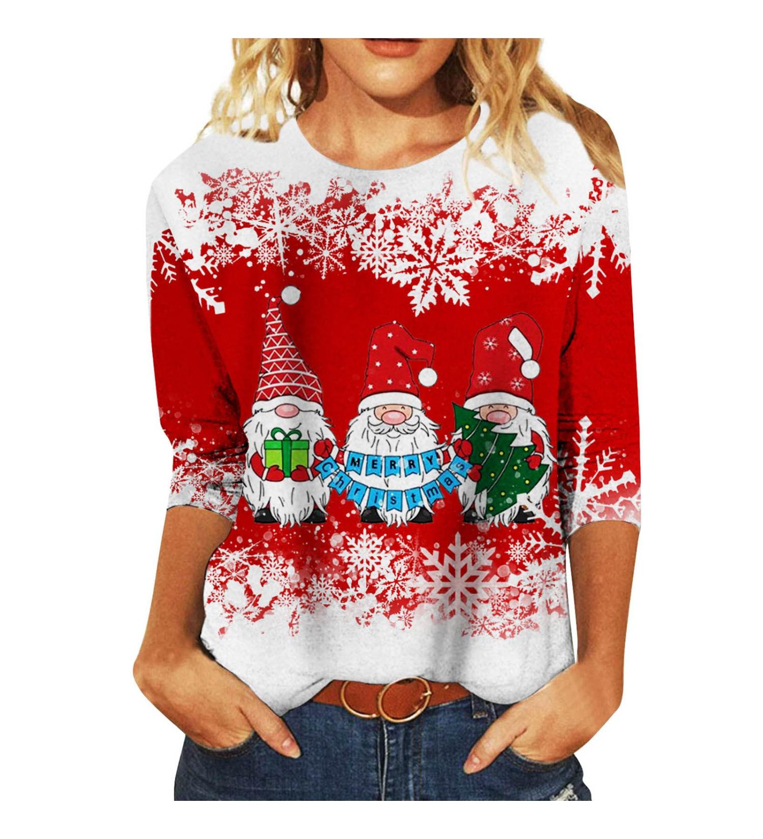 Shop Women's Cotton Long Sleeve Reindeer Elf Christmas Sweater | Cozy Holiday Hoodies & Sweatshirts for Ladies - Sizes 7-H to XXL - Buy Online on GoSupps.com