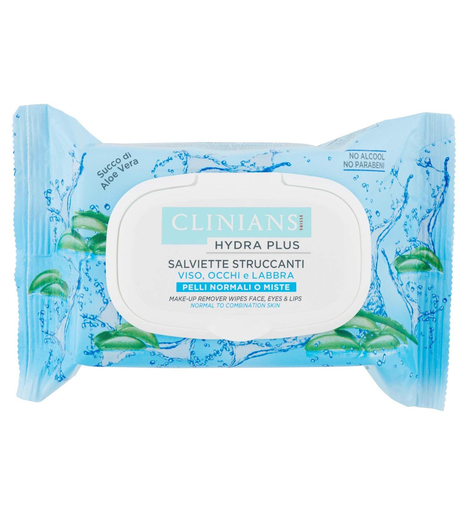 CLINIANS Hydra Basic Make-up Remover Wipes with Minerals - 25pc | Gentle Effective Cleansing for All Skin Types - International Shipping Available - Buy Online on GoSupps.com