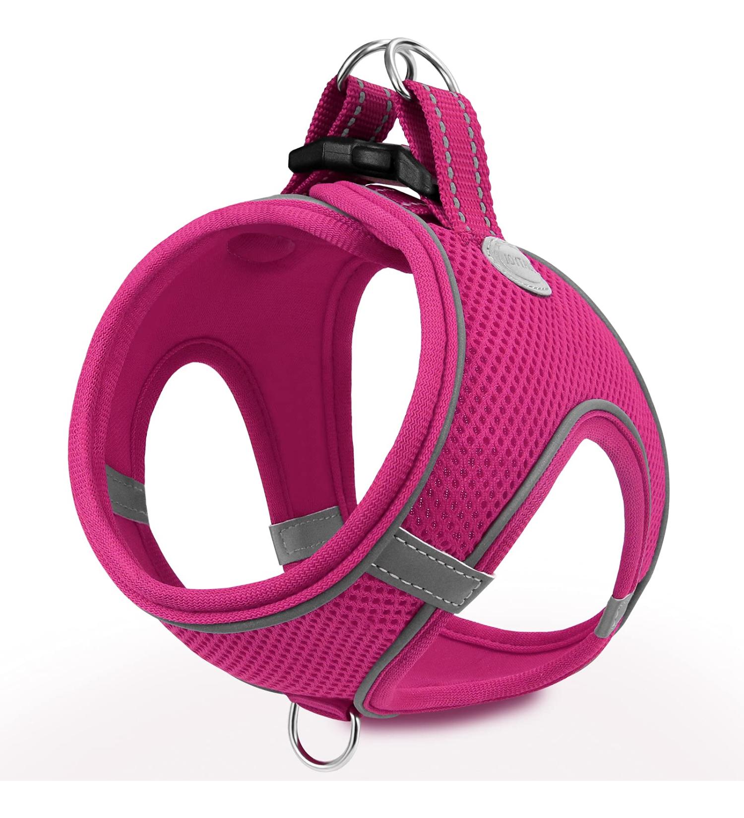Joytale Reflective Soft Padded Dog Harness for Small Dogs & Puppies - Air-Mesh Breathable XXS Size (31-34cm) in Bright Hot Pink - Buy Online on GoSupps.com