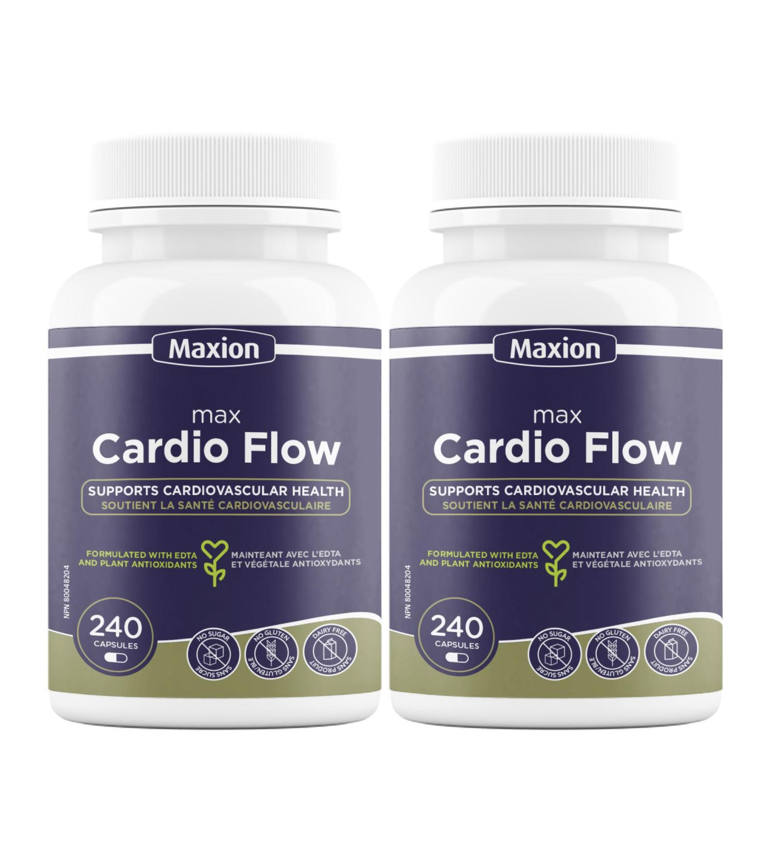 Maxion 2 Pack Cardio Flow for Cardiovascular Health Lower Blood LDL and Cholesterol Levels 240 Capsules (2) - Buy Online on GoSupps.com