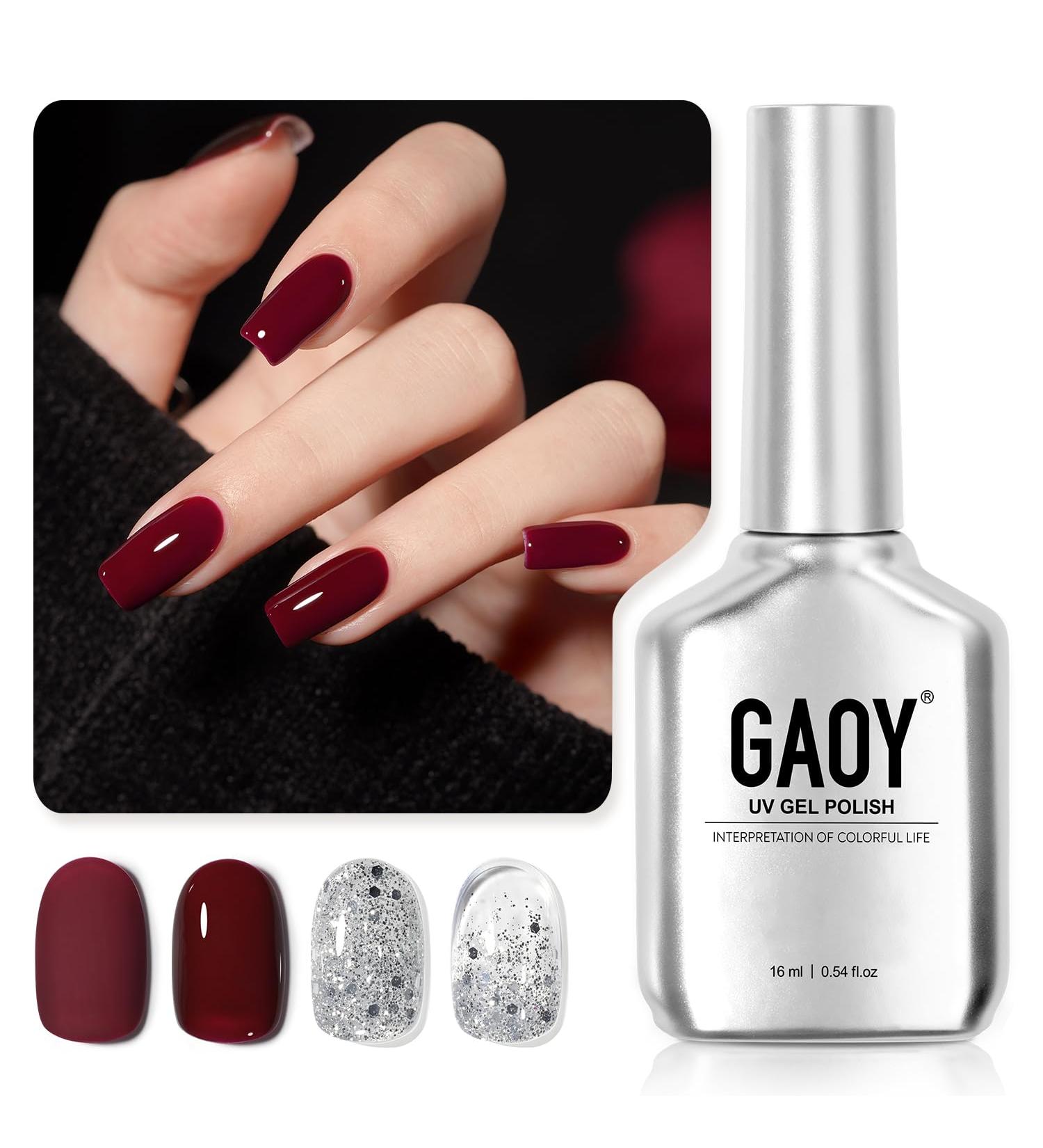 GAOY Red Gel Nail Polish Set - 16ml UV Soak Off with Silver Glitter - Perfect for DIY Manicure at Home | 2 Colors (1149 2264 - Buy Online on GoSupps.com