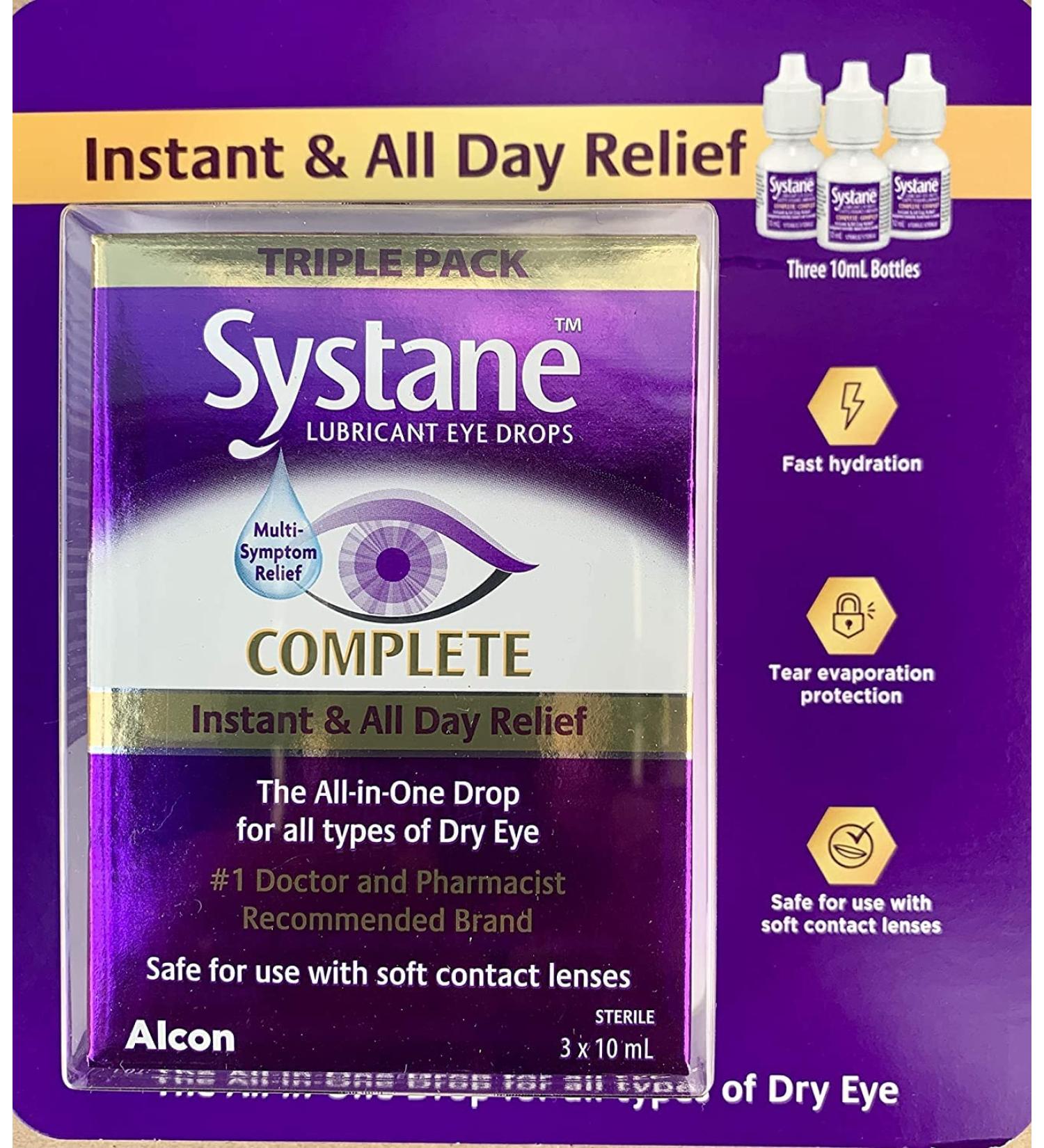 Systane Complete Lubricant Eye Drops 3 x 10ml - Fast Relief for Dry Eyes - Buy Online on GoSupps.com