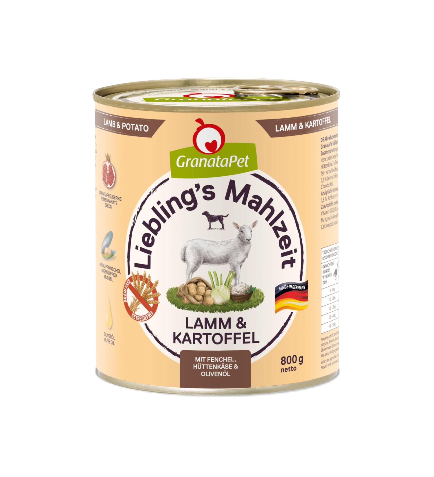 Granapet Liebling's Meal Lamb & Potato Wet Dog Food - Grain-Free Sugar-Free 6 x 800g Pack - Buy Online on GoSupps.com
