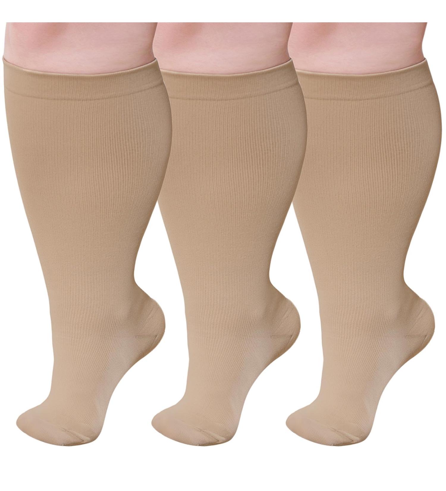 Putuo Compression Stockings for Thick Calves | Men's & Women's Thrombosis Support Socks | 3XL Oversize Compression for Medical Flight & Running - Buy Online on GoSupps.com