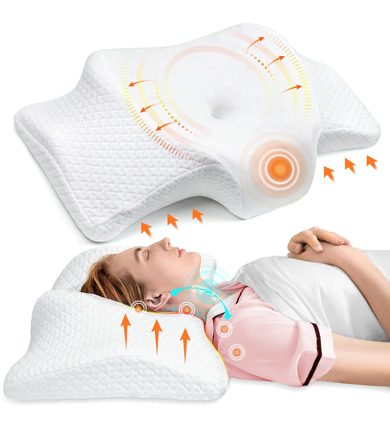 Pulatree Ergonomic Memory Foam Pillow - Orthopedic Support for Pain Relief, Cooling Cover for Side, Back, Stomach Sleepers - Buy Online on GoSupps.com