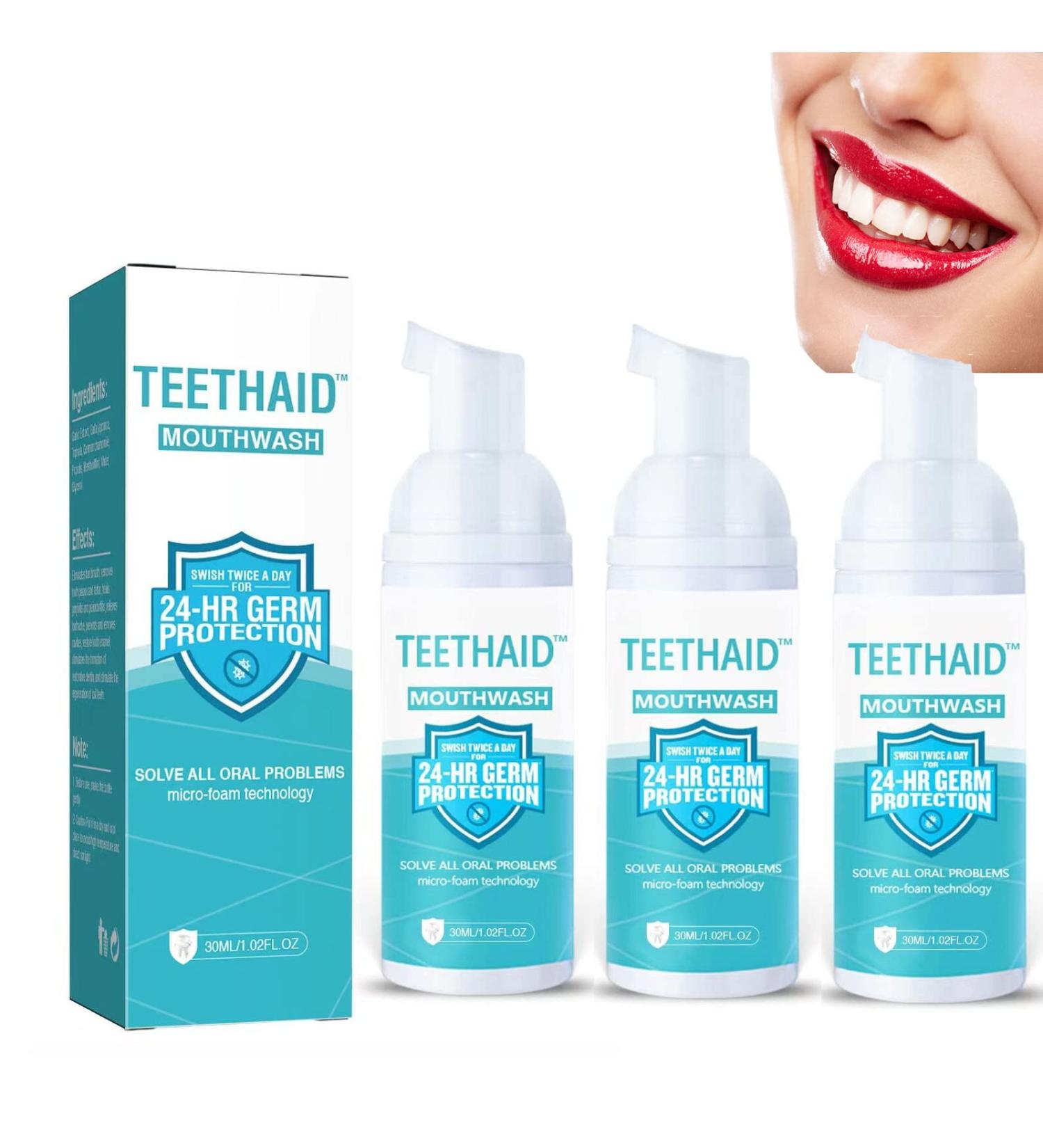 Teethaid Mouthwash 30ml - Whitening Foam & Tartar Drainer for Fresh Breath | 3 Pcs - Buy Online on GoSupps.com