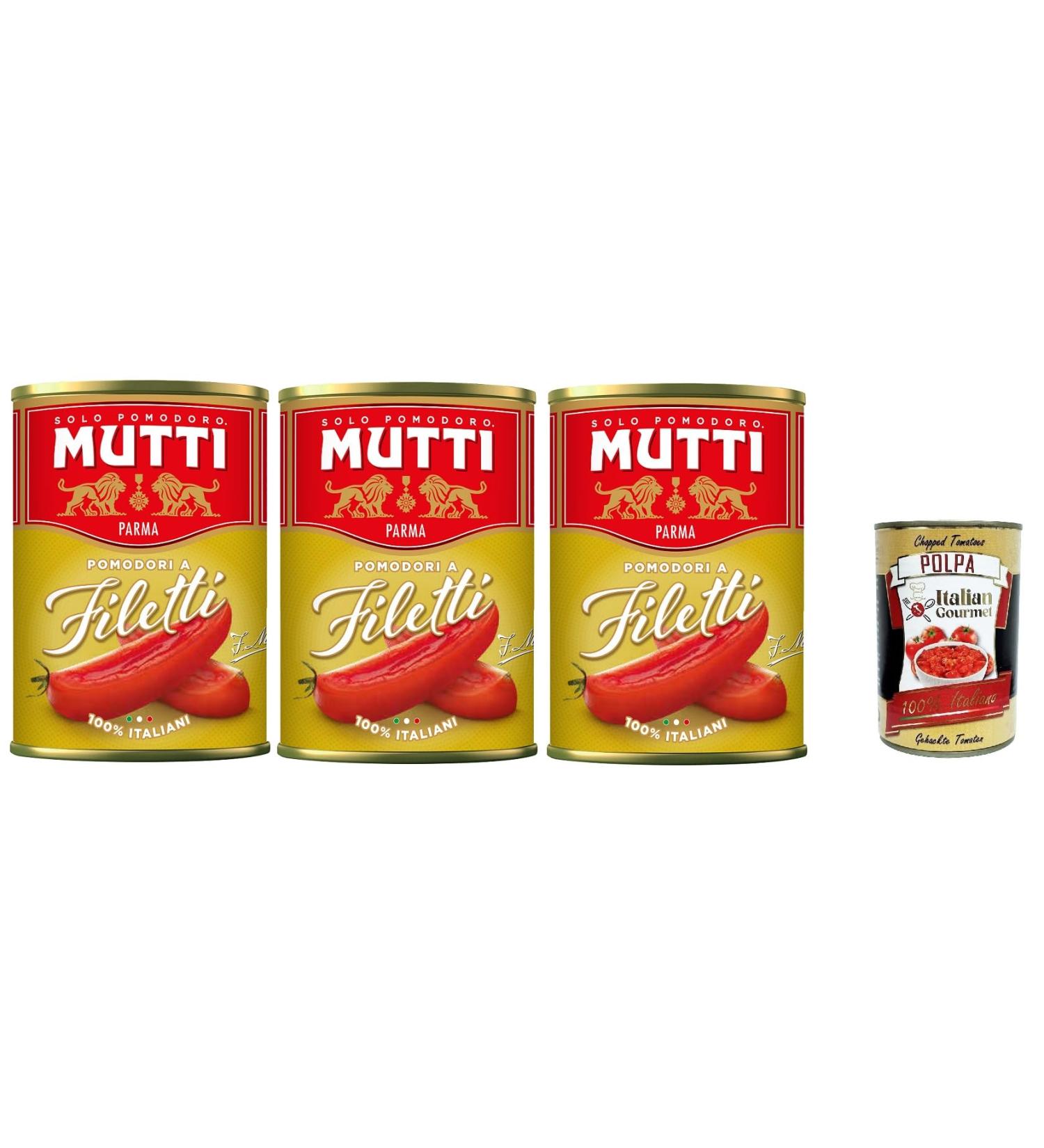  Italian Gourmet E.R. Pack of 3 Mutti Filetti tomatoes - 100% Italy - 400g can + 400g Italian Gourmet Polpa - Buy Online on GoSupps.com
