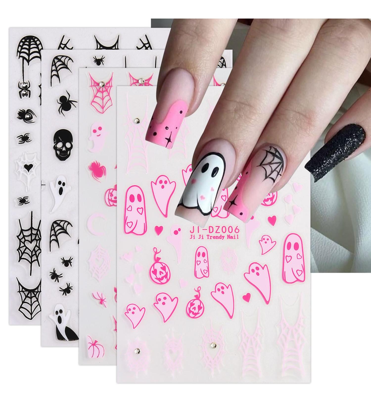 JMEOWIO 4 Sheets Halloween Pumpkin Cute Ghost Nail Art Stickers Decals Self-Adhesive Nail Supplies Nail Art Design Decoration Accessories - Buy Online on GoSupps.com