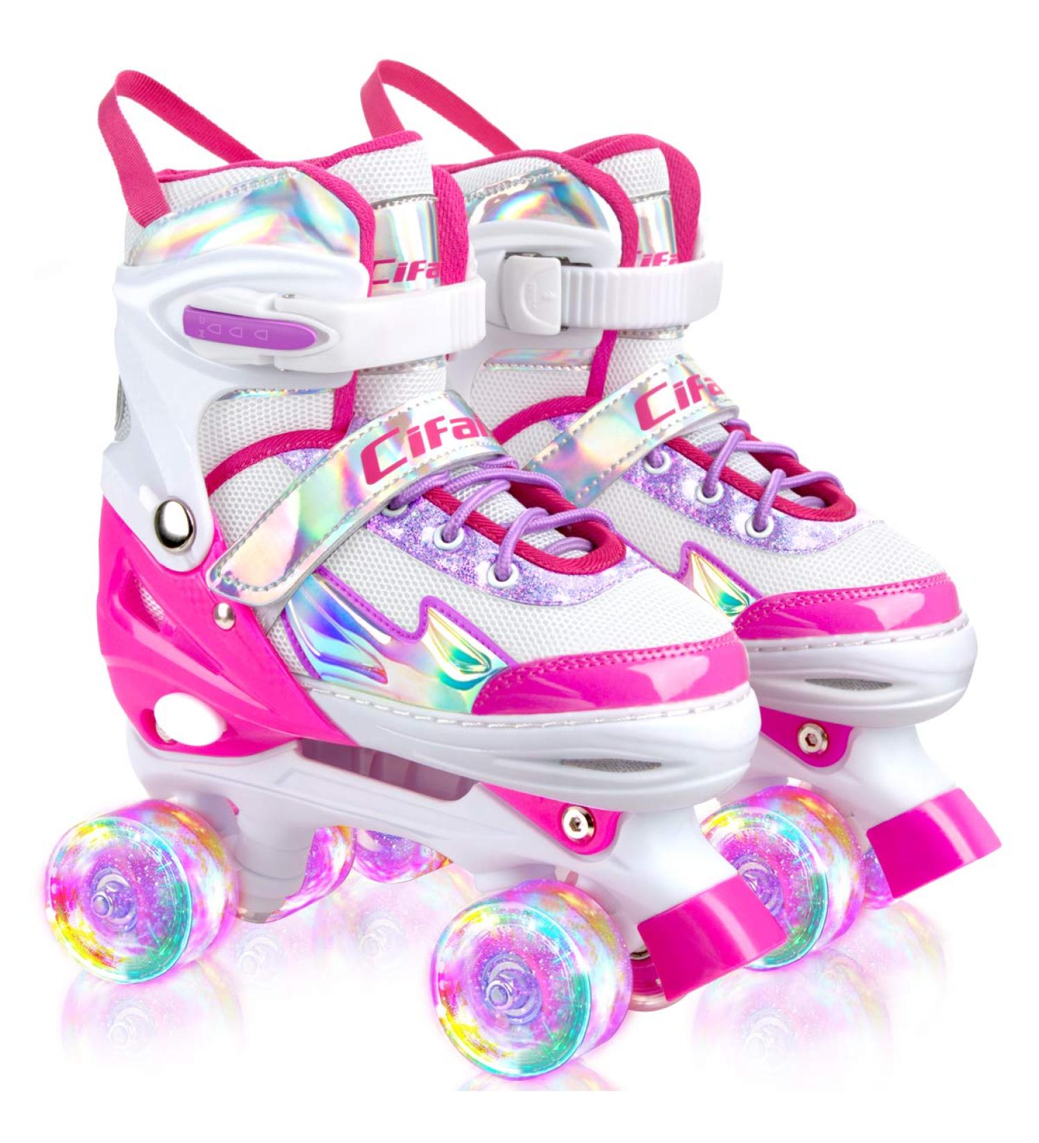Adjustable Light up Roller Skates for Kids - Black/Pink/Purple - Sizes 10-13C - Ages 4-13 - Buy Online on GoSupps.com