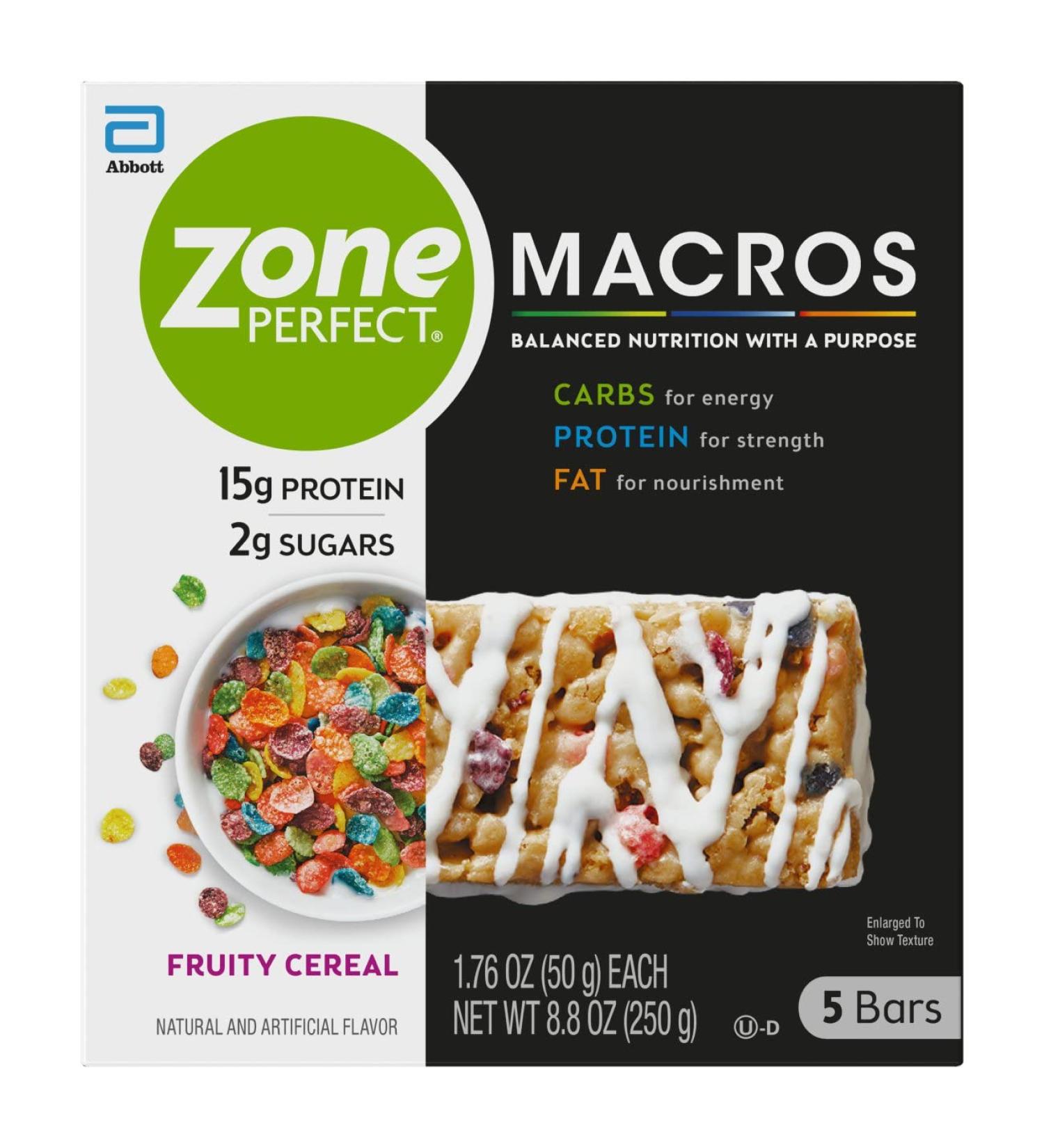 ZonePerfect MACROS Fruity Cereal Bars - 5 Pack (1.76 oz each) | High Protein Snack - Buy Online on GoSupps.com