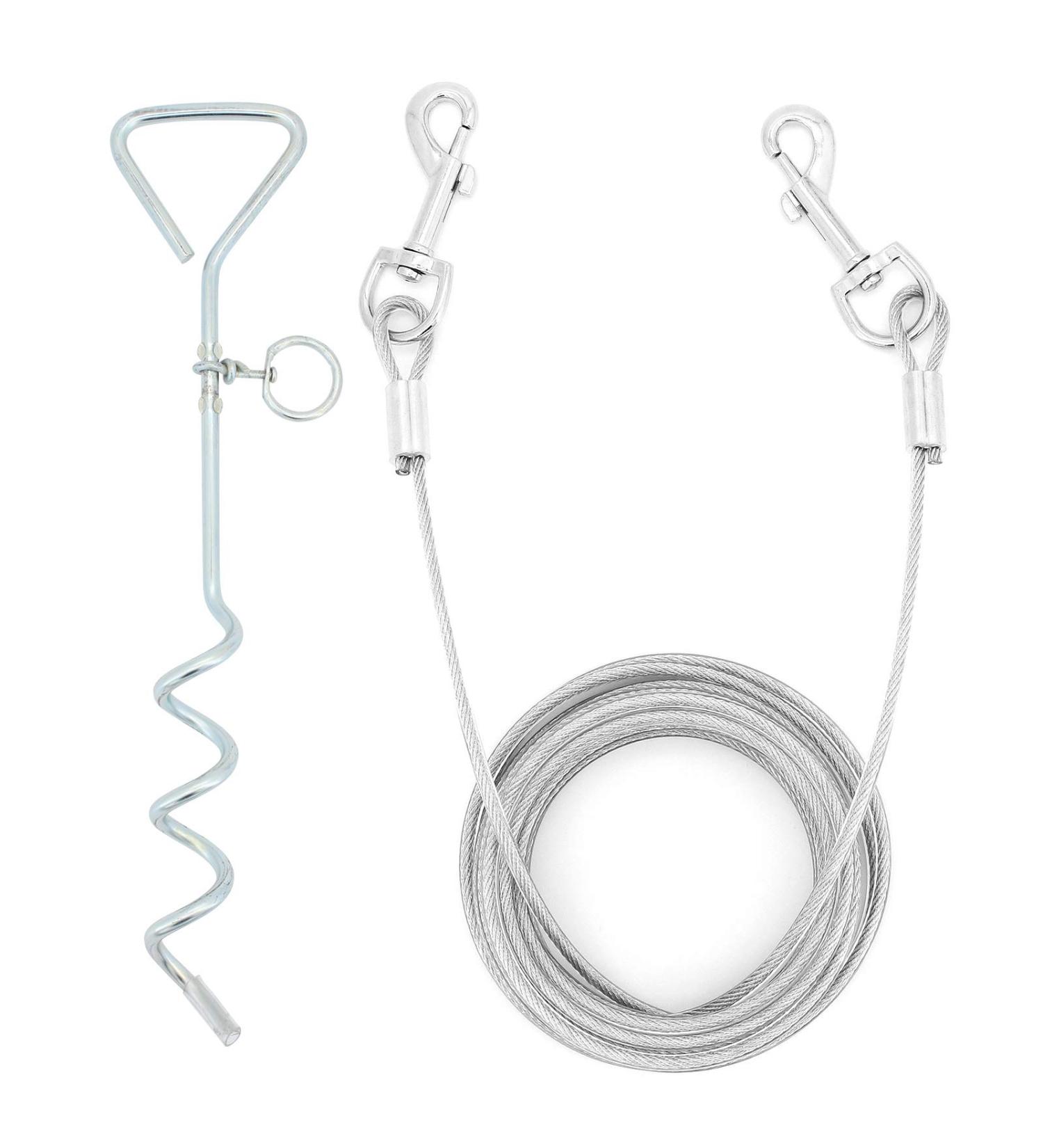 Shawfly Premium Steel Dog Stake & Cable Tie (3m 5m 10m) - Durable Outdoor Tether for Medium Dogs & Puppies - Ideal for Yard & Camping - Buy Online on GoSupps.com