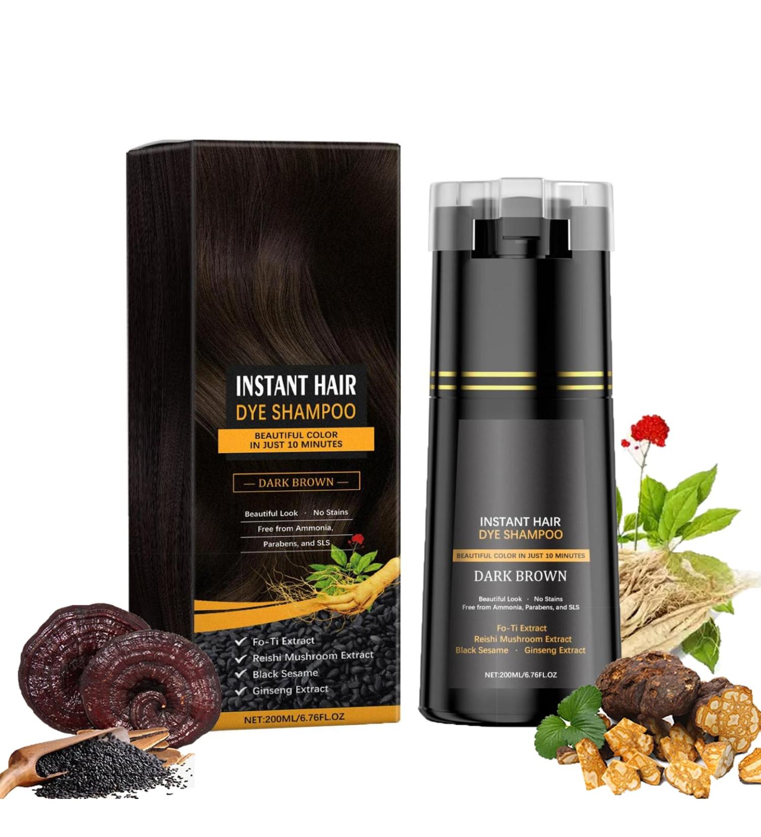 Lorenge Natural Hair Color Shampoo for White Hair Colored Hair Shampoo Hair Dye Shampoo Instant Hair Dye Shampoo Color Shampoo Hair Dye (Brown) - Buy Online on GoSupps.com