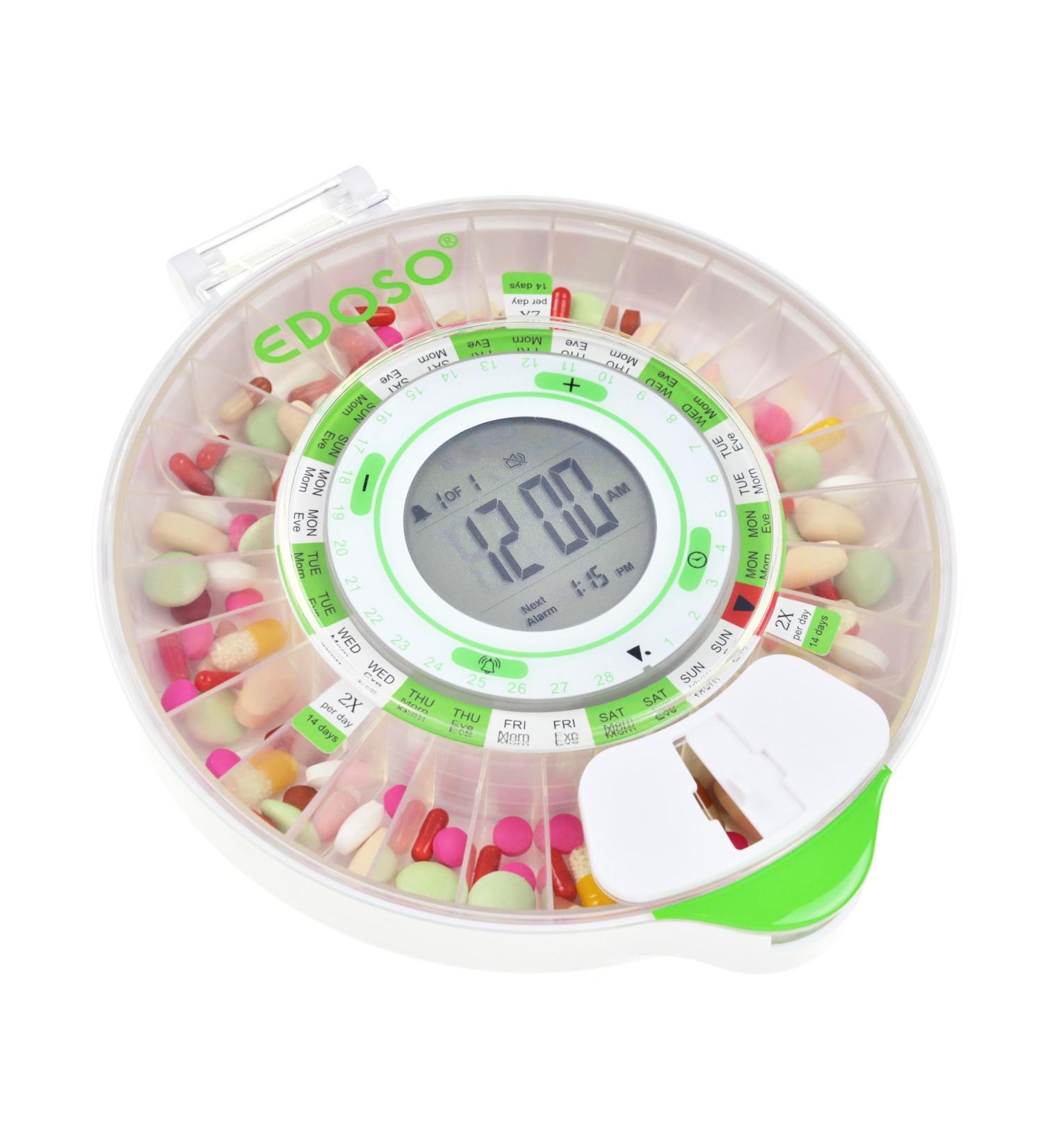 EDOSO Smart Automatic Pill Dispenser Model 2021 - 9 Alarms - Large Display - English Rings - 2 Locks - High Capacity - Buy Online on GoSupps.com
