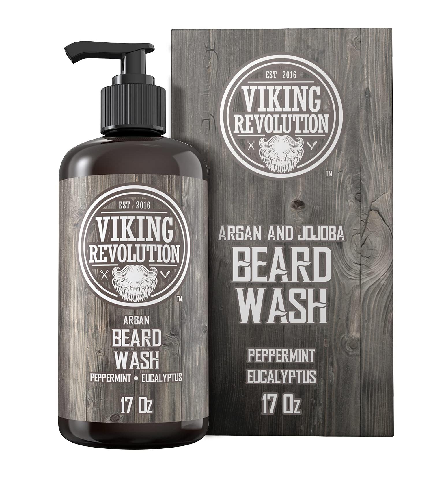 Viking Revolution - Shampoing Barbe - Shampoing Barbe Homme Avec Huile d'Argan - Adoucit & Renforce - Parfum Eucalyptus & Menthe Poivr e - 500 ml - Buy Online on GoSupps.com