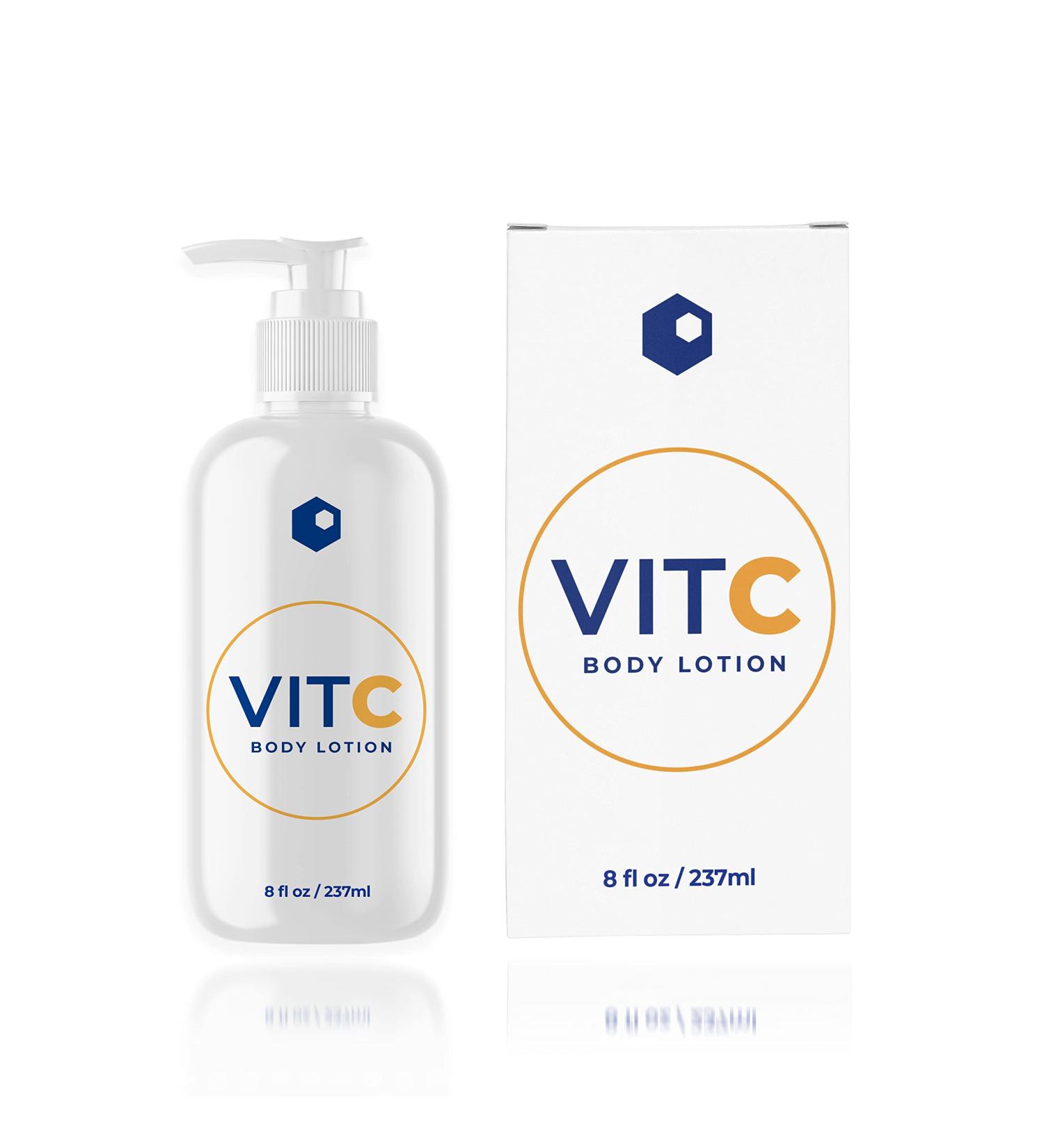 Skinlocity VIT C Body Lotion - Vitamin C Infused Formula for Clear Bright Skin | Reduce Fine Lines Age Spots & Sun Damage | Perfect for High Sun Exposure | 8 Fl Oz - Buy Online on GoSupps.com