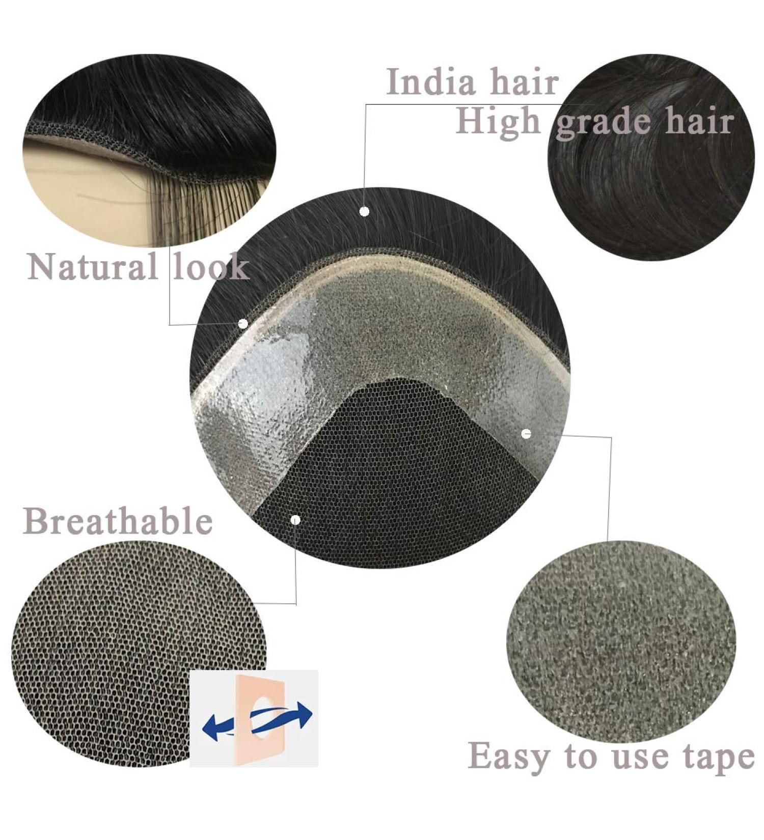 Hairnotion Human Hair Toupee for Men Swiss Lace Hair Systems with Skin Hairpiece 8x10 Black 1b# 8X10 Inch 1b# - Buy Online on GoSupps.com