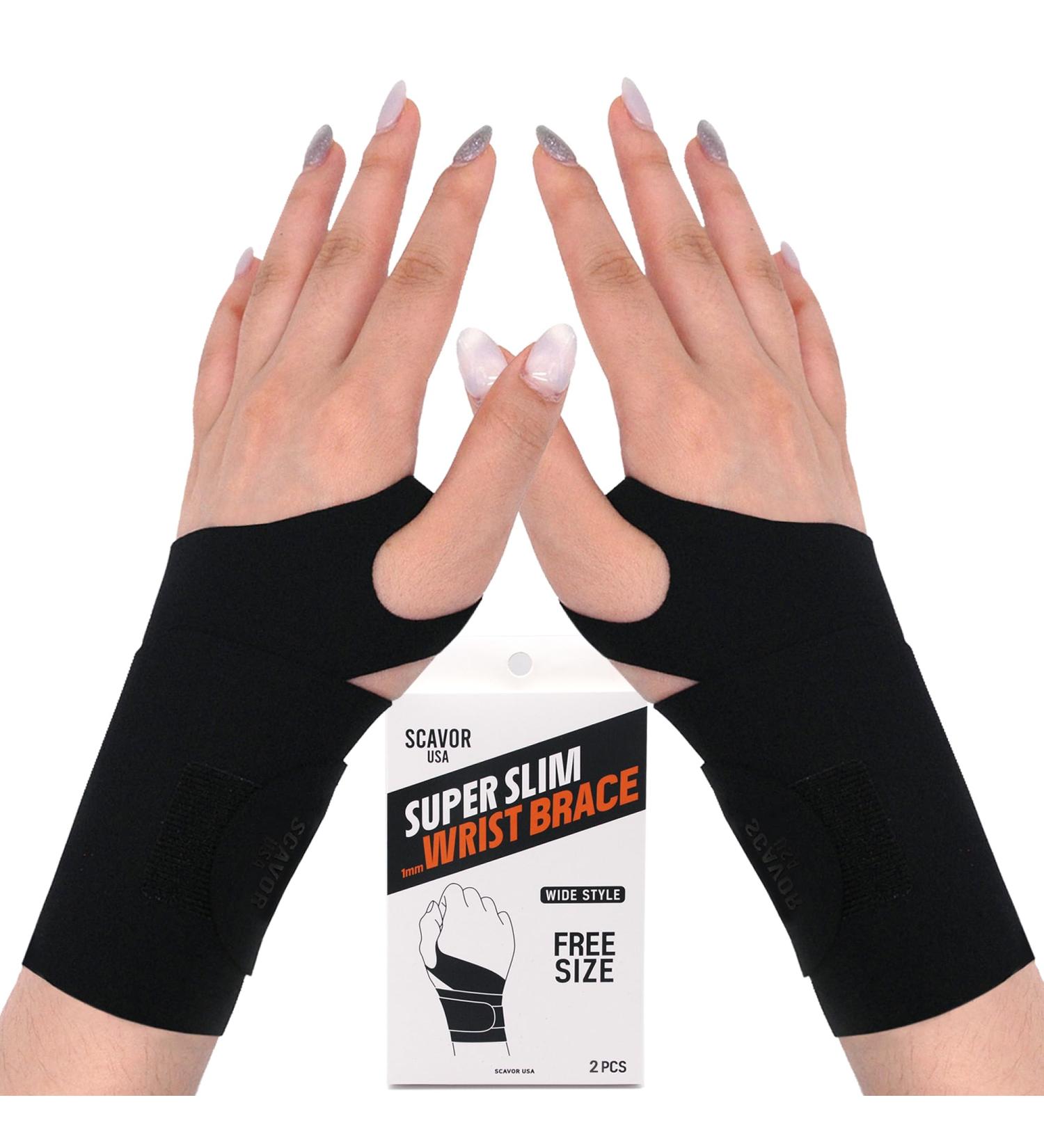 Buy Thin Wrist Brace for Carpal Tunnel - Comfortable Compression Sleeve for Men & Women - Reusable Tendonitis Support (Black - 2 Pcs) - International Shipping - Buy Online on GoSupps.com
