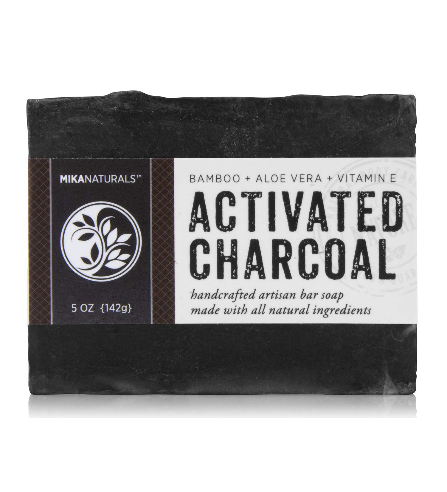 Activated Charcoal & Aloe Vera Bar Soap - All-Natural Detoxifying Soap for Face & Body | Acne Blackheads Eczema Relief | Handmade Palm Oil Free - Buy Online on GoSupps.com