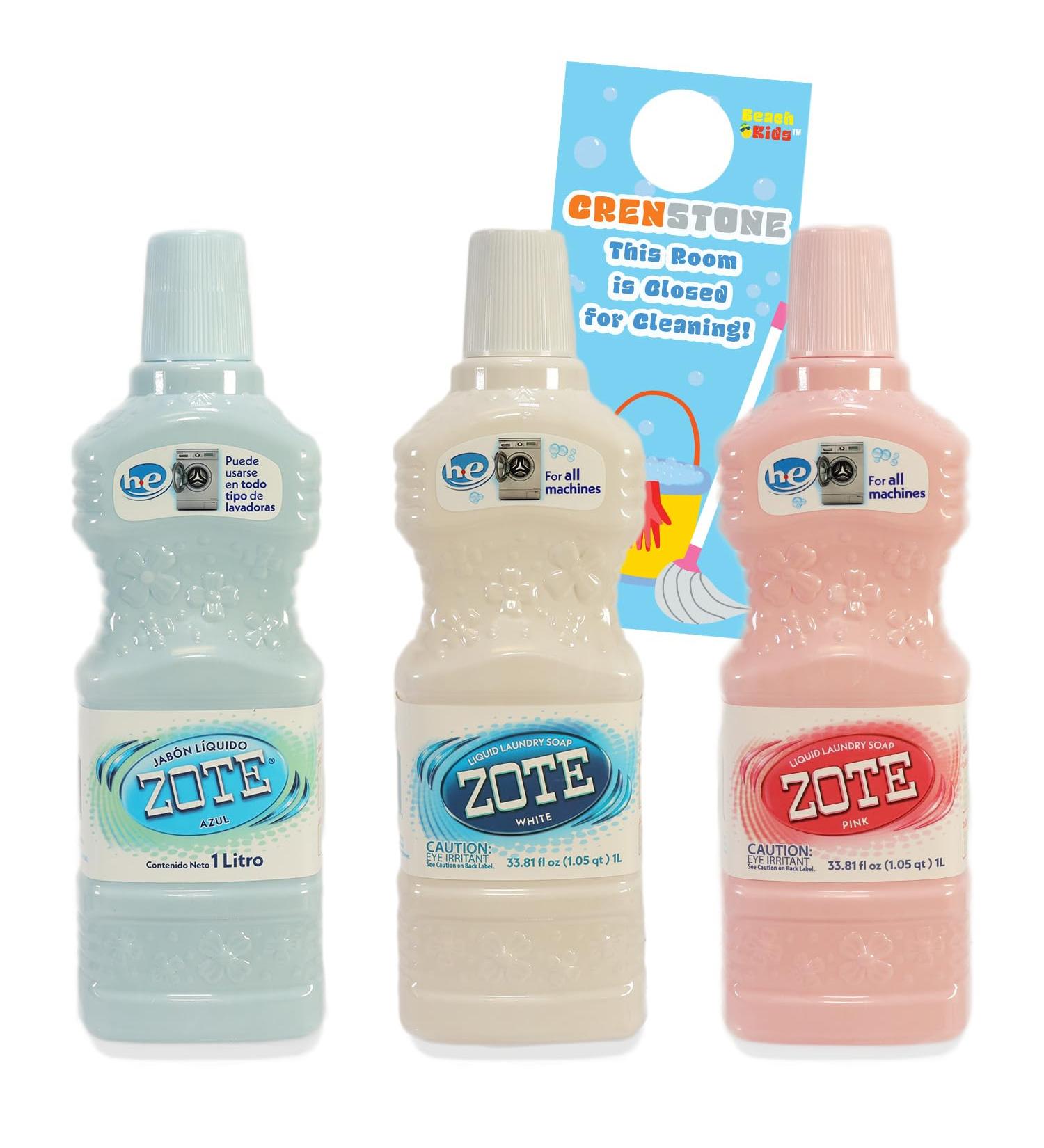 Zote Liquid Soap Variety Pack - 3 Bottles of Azul Blanco Rosa | Premium Liquid Detergent Bundle with Door Hanger - Ideal for All Your Cleaning Needs - Buy Online on GoSupps.com