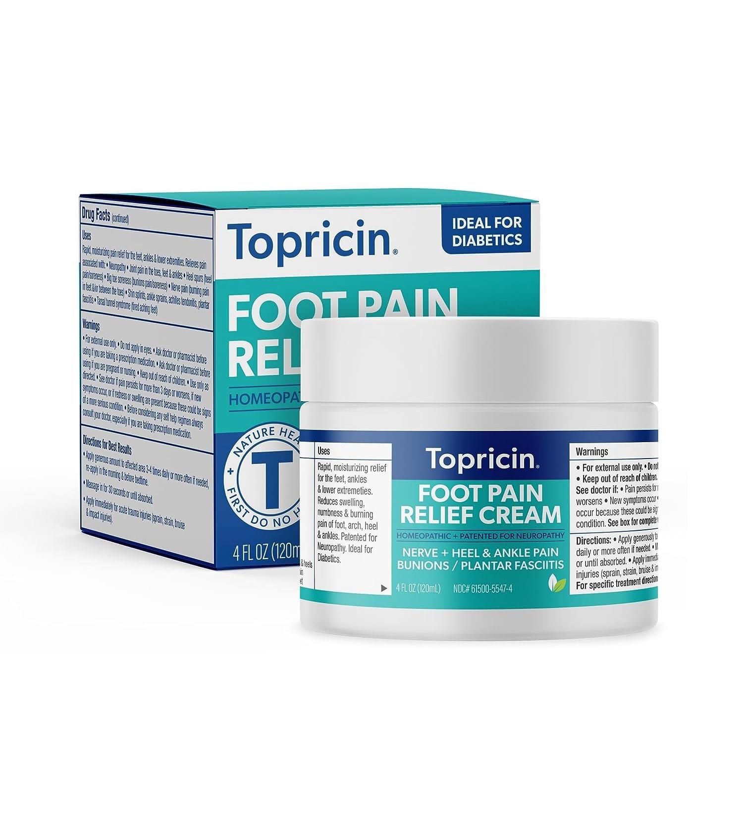 Topricin Foot Pain Relief Cream 4 oz | Fast Acting Pain Relief Rub - Shop Internationally - Buy Online on GoSupps.com