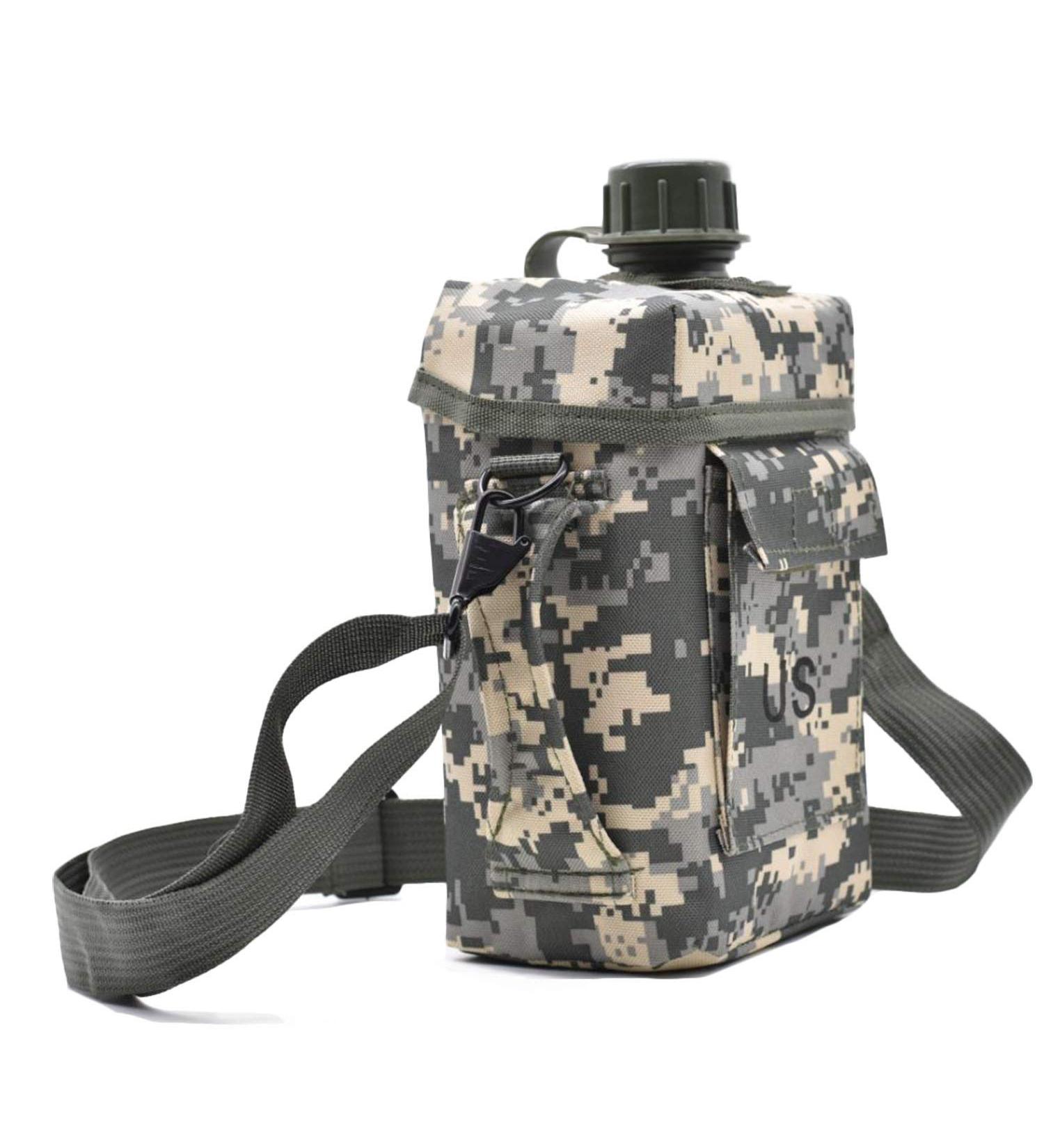 JFFCESTORE Insulated Camouflage Canteen Carrier Cover - 2 Quart Capacity Water Bottle Pouch for Hiking & Camping | ACU Design - Buy Online on GoSupps.com