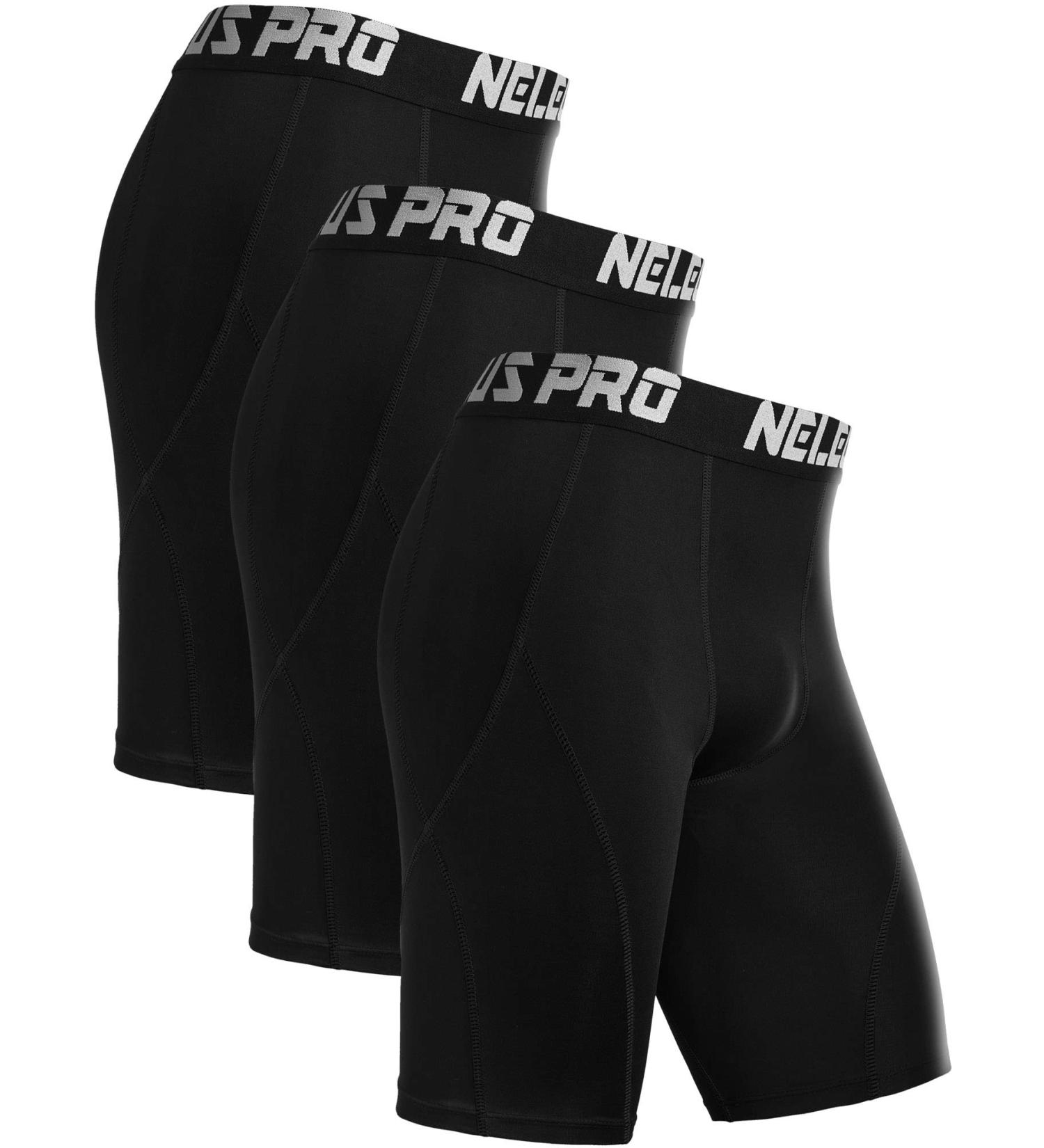NELEUS Men's Compression Shorts 3-Pack - Size 3XL, Black - High Performance Athletic Wear - Buy Online on GoSupps.com