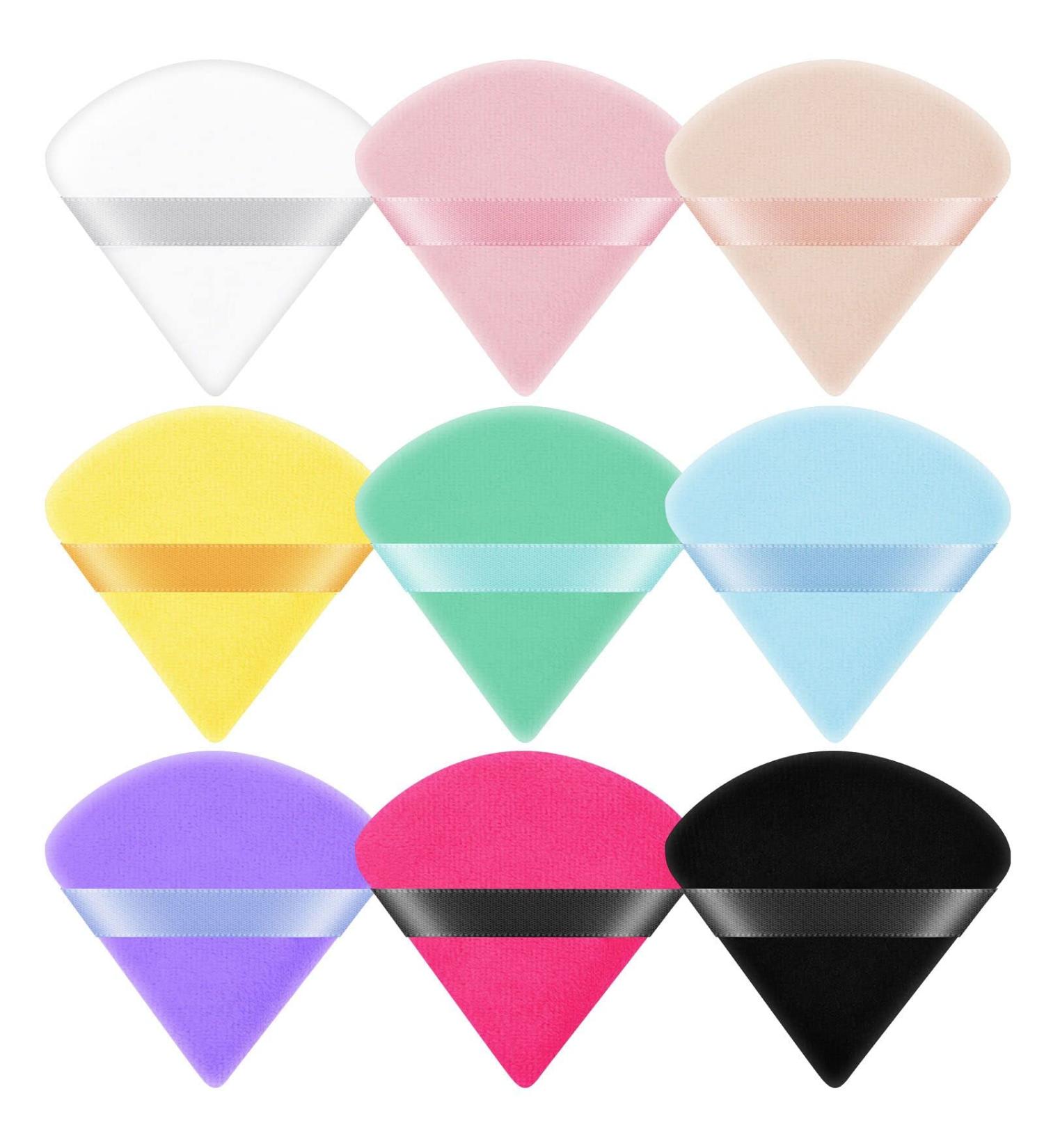 Auauy 9 PCs Triangle Makeup Powder Puffs | Washable & Reusable Face Sponges for Loose Powder & Foundation | Multicolored Makeup Tools - Buy Online on GoSupps.com