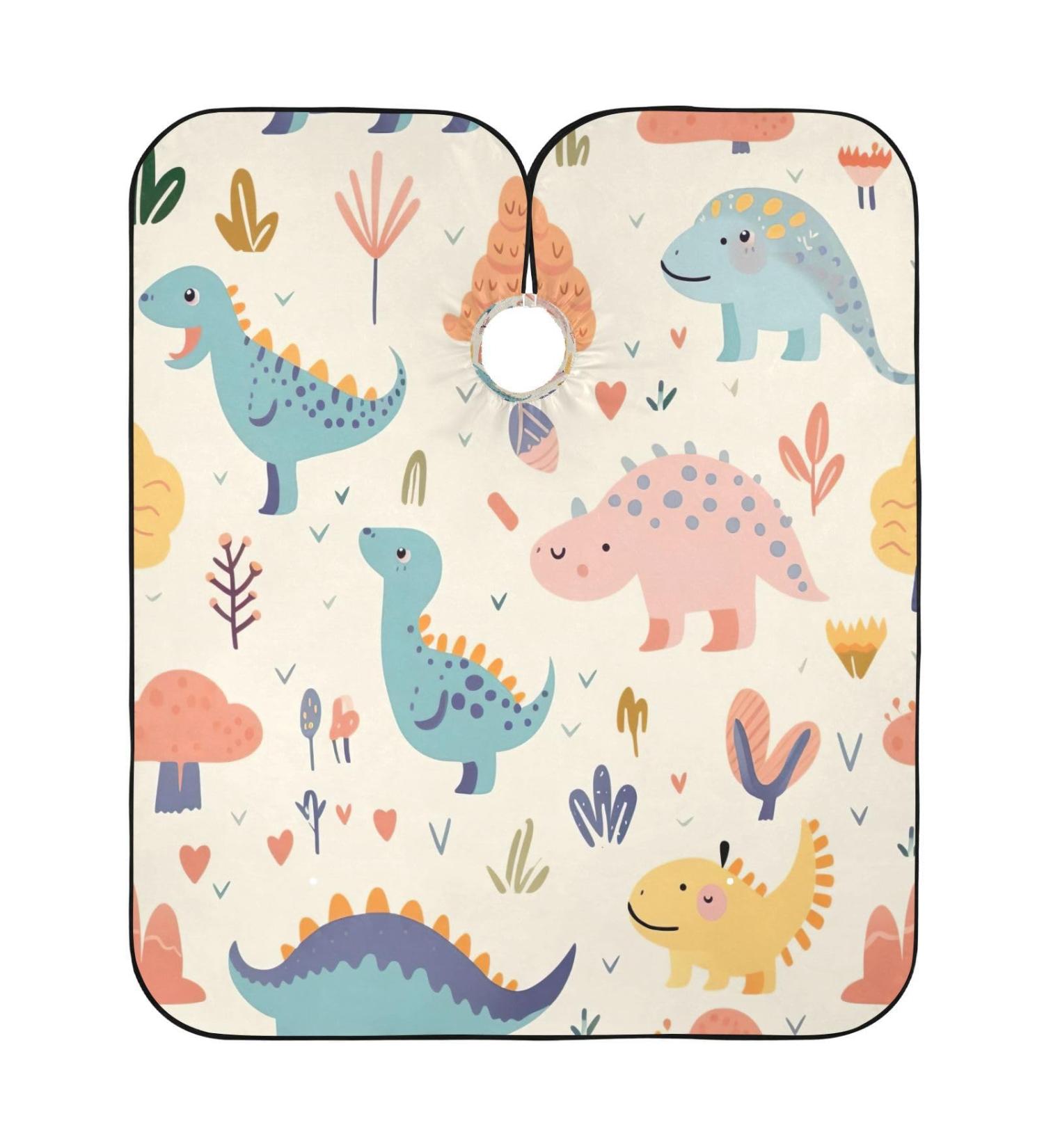 Kigai Cartoon Dinosaur Barber Cape - Waterproof Hair Cutting Cape for Men & Women | Adjustable Snap Closure Professional Salon Hairdressing Cape - Buy Online on GoSupps.com