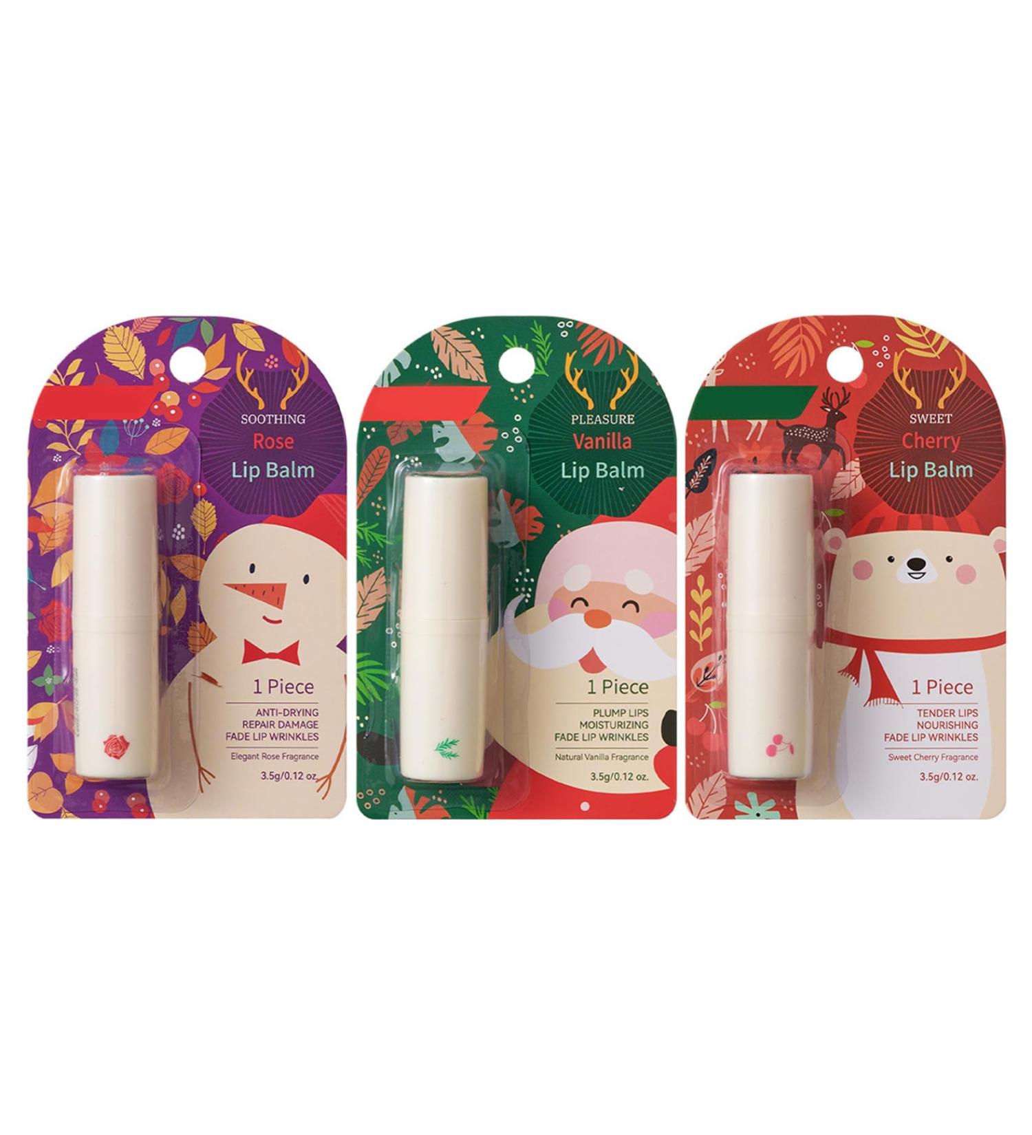 Assorted Scented Lip Balm 3-Pack - Moisturizing Set for Dry Lips Perfect Christmas Holiday Gift for Women Men Multicolor One Size One Size Multicolor - Buy Online on GoSupps.com
