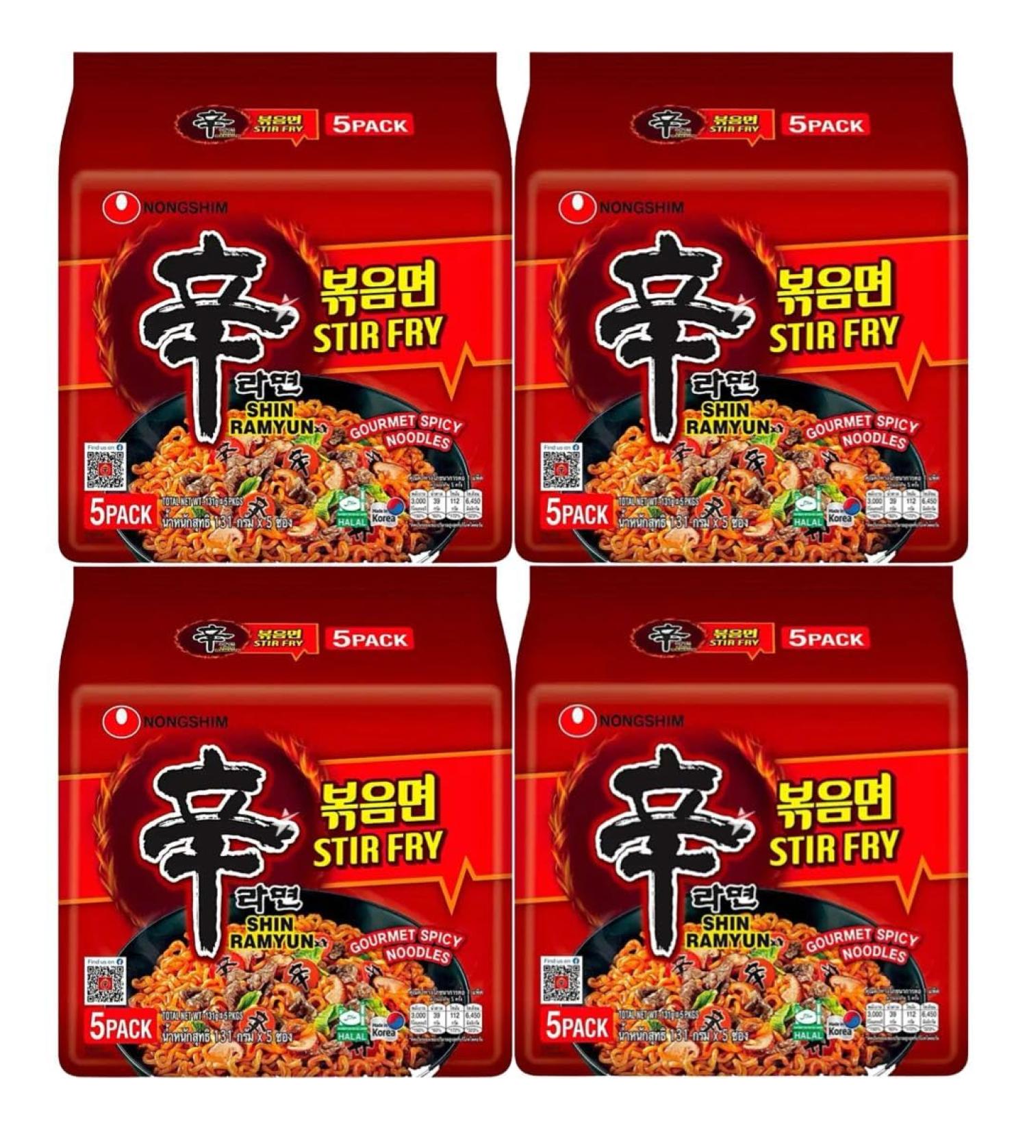 Nongshim SHIN Stir Fry Ramyun Gourmet Spicy Ramen Noodles 131g (20 Packs) HALAL - Buy Online on GoSupps.com
