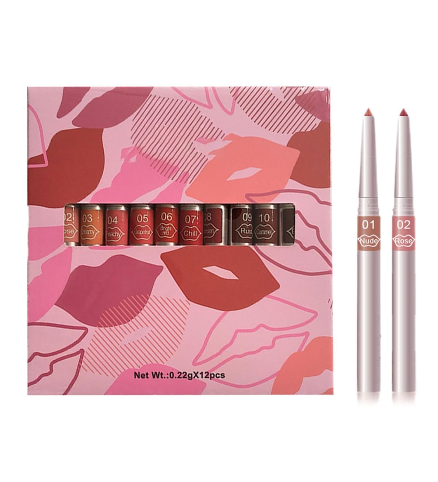 Lipstick set lipstick set lip liner makeup lip contour 12 pieces creamy lip makeup figure shaping lipstick with finish - Buy Online on GoSupps.com