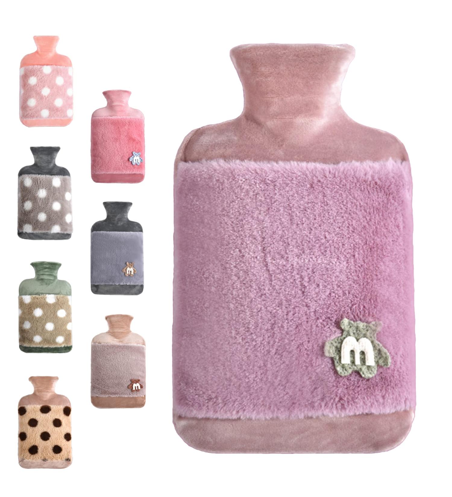 1.8L Large Rubber Hot Water Bottle with Cover - Purple, for Menstrual Cramps & Pain Relief - Buy Online on GoSupps.com