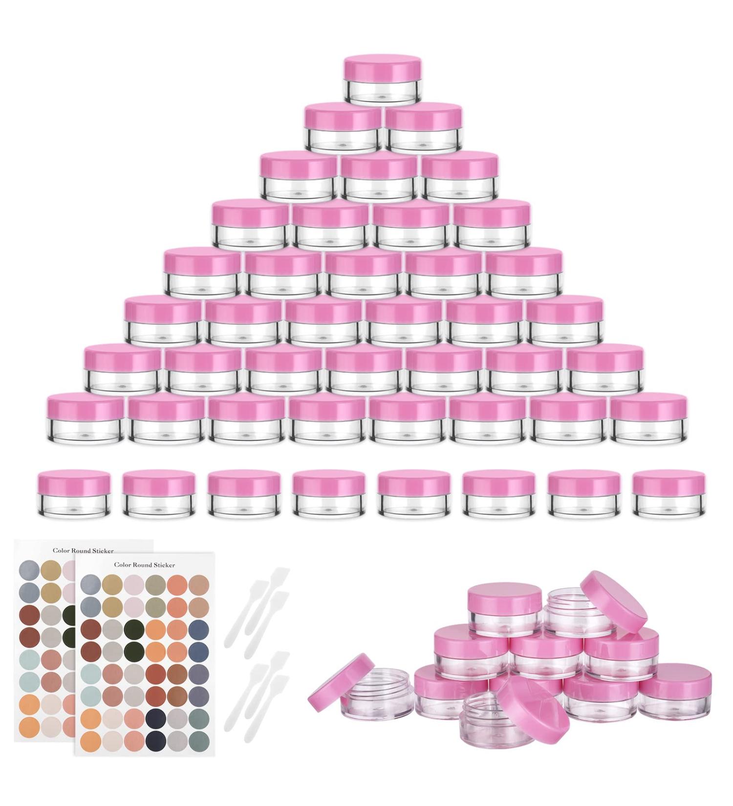 64 Flintronic Pink Cosmetic Sample Jars with Small Spoon - Ideal for Creams, Gels, Beads & More - Buy Online on GoSupps.com