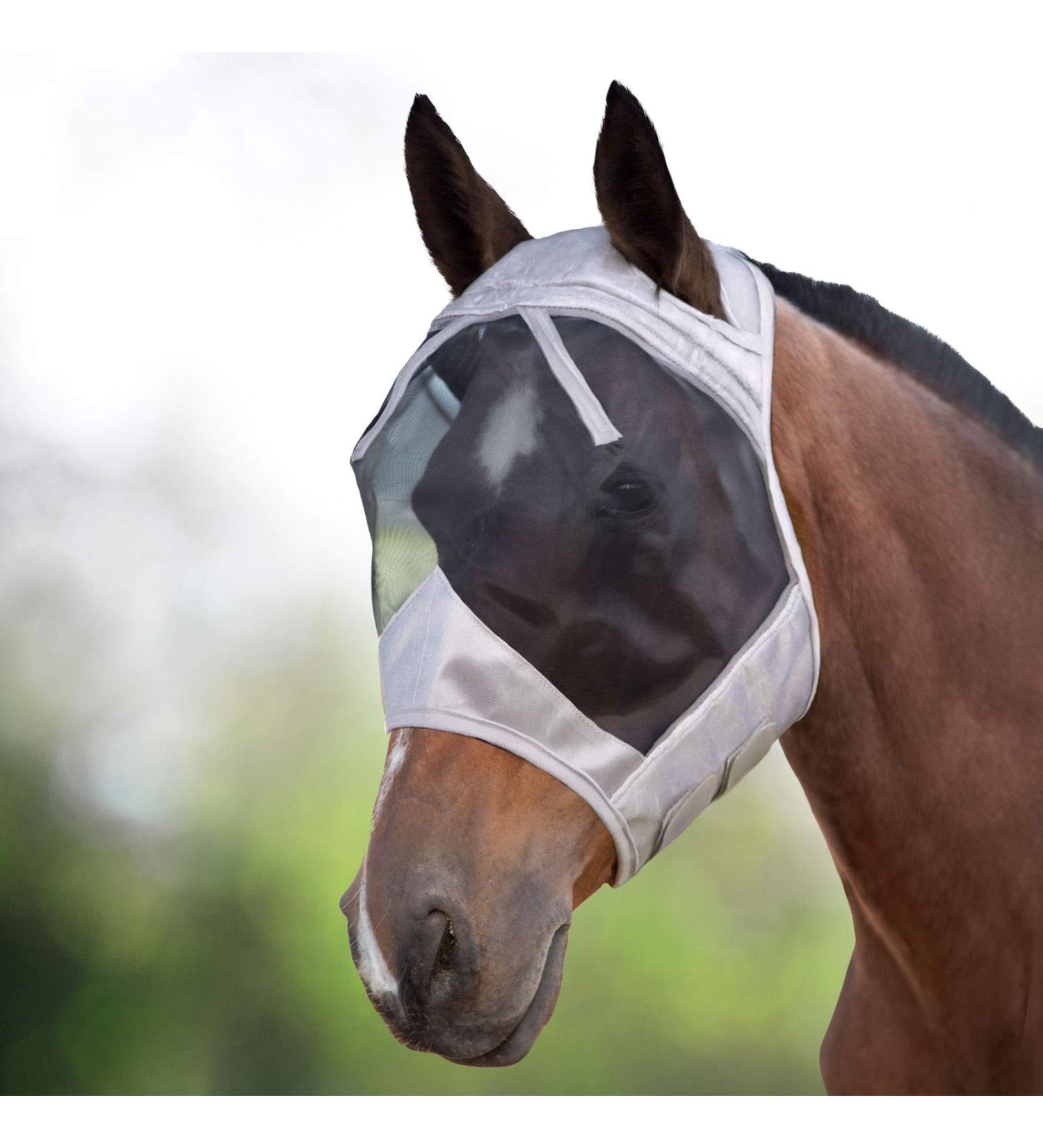 Harrison Howard Caremaster Thick Fleece Fly Mask for Horses | UV Protection | Standard Size Silver/Black - Ideal for Thoroughbreds - Buy Online on GoSupps.com