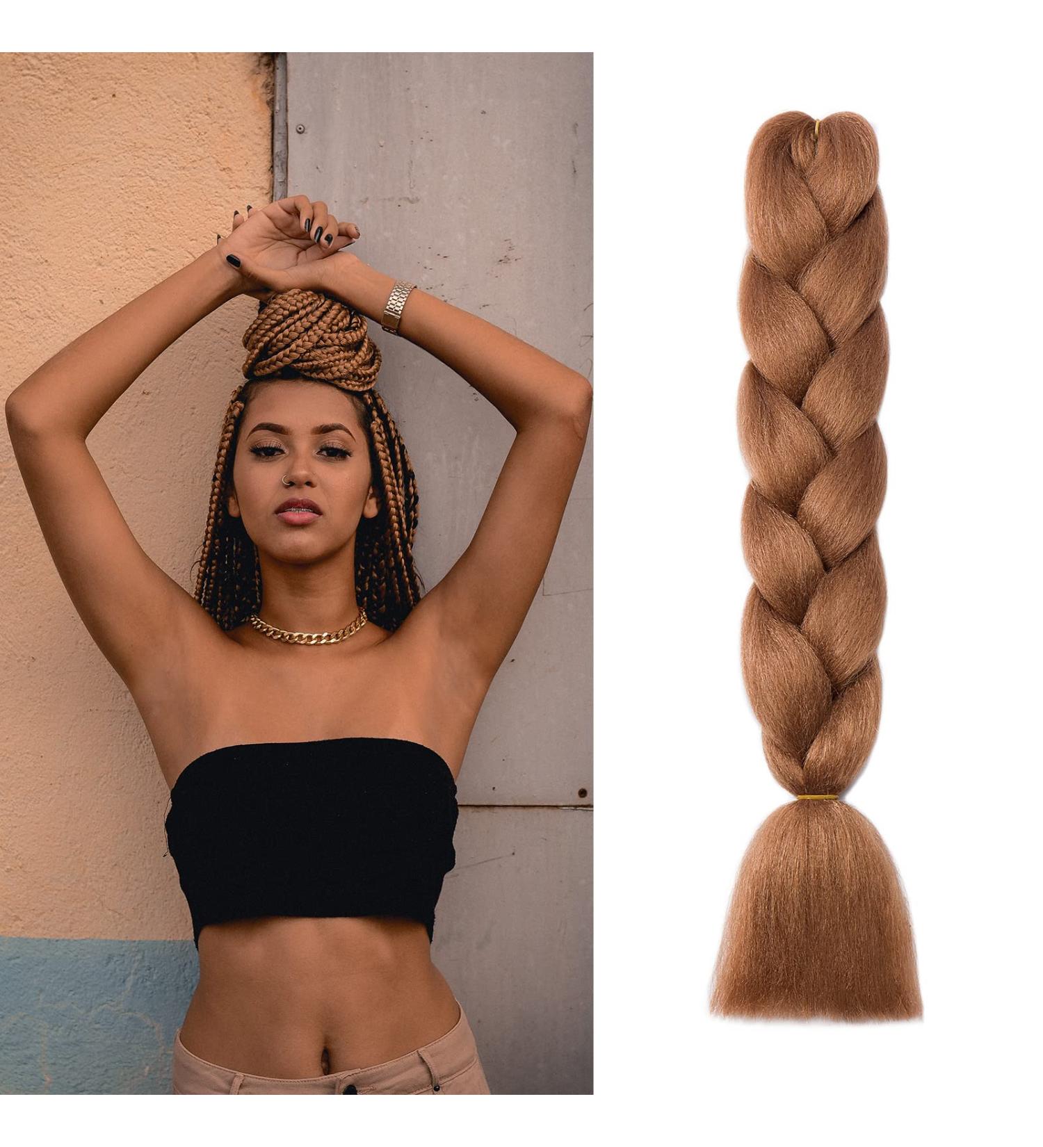 Buy Gairyan Jumbo Braids Extensions - 100g Ombre Synthetic Braiding Hair (60cm Light Auburn) for Box Crochet Braids - International Shipping Available - Buy Online on GoSupps.com