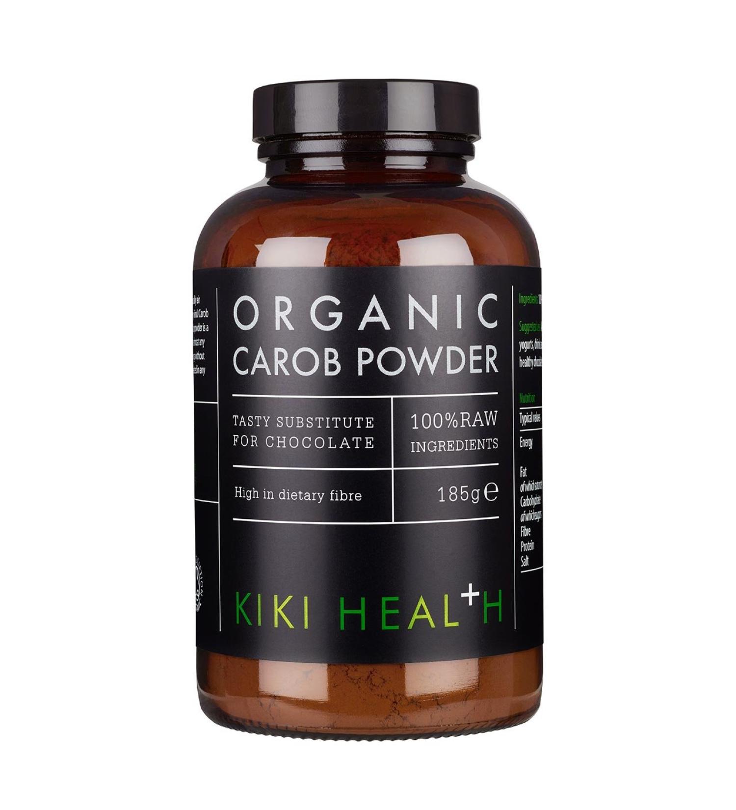 KIKI Health Organic RAW Carob Powder | Non GMO Gluten-Free Vegan Powder | Antioxidant Rich Superfood Perfect Chocolate Flavour Powder to Support Digestion | Antioxidant | Caffeine-Free - 185g - Buy Online on GoSupps.com