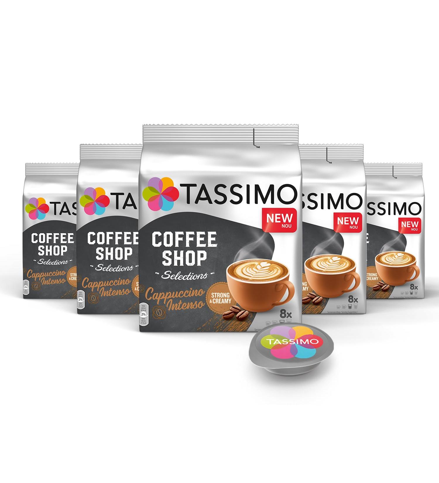 TASSIMO Capsules Coffee Shop Selections Cappuccino Intenso - 40 Coffee Capsules (Pack of 5) | Buy Online Ship Worldwide - Buy Online on GoSupps.com