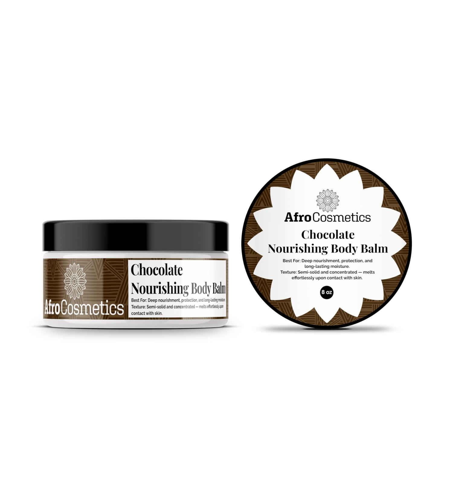 AFROCOSMETICS Nourishing Body Balm Hydrating Balm for Dry Skin Chocolate 8 oz