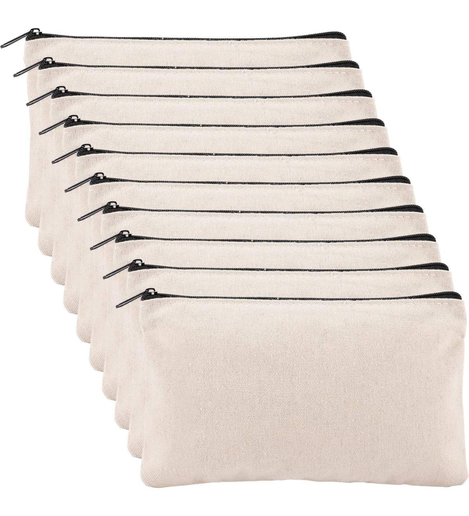 10 Pack Blank DIY Craft Bag Canvas Pen Pencil Case- Cotton Canvas for School Supplies Invoice Bill Bag Makeup Bag Cosmetic Bag Multipurpose Travel Toiletry Pouch with Black Zipper 7.9 x 4.7 inches White-10 pcs - Buy Online on GoSupps.com